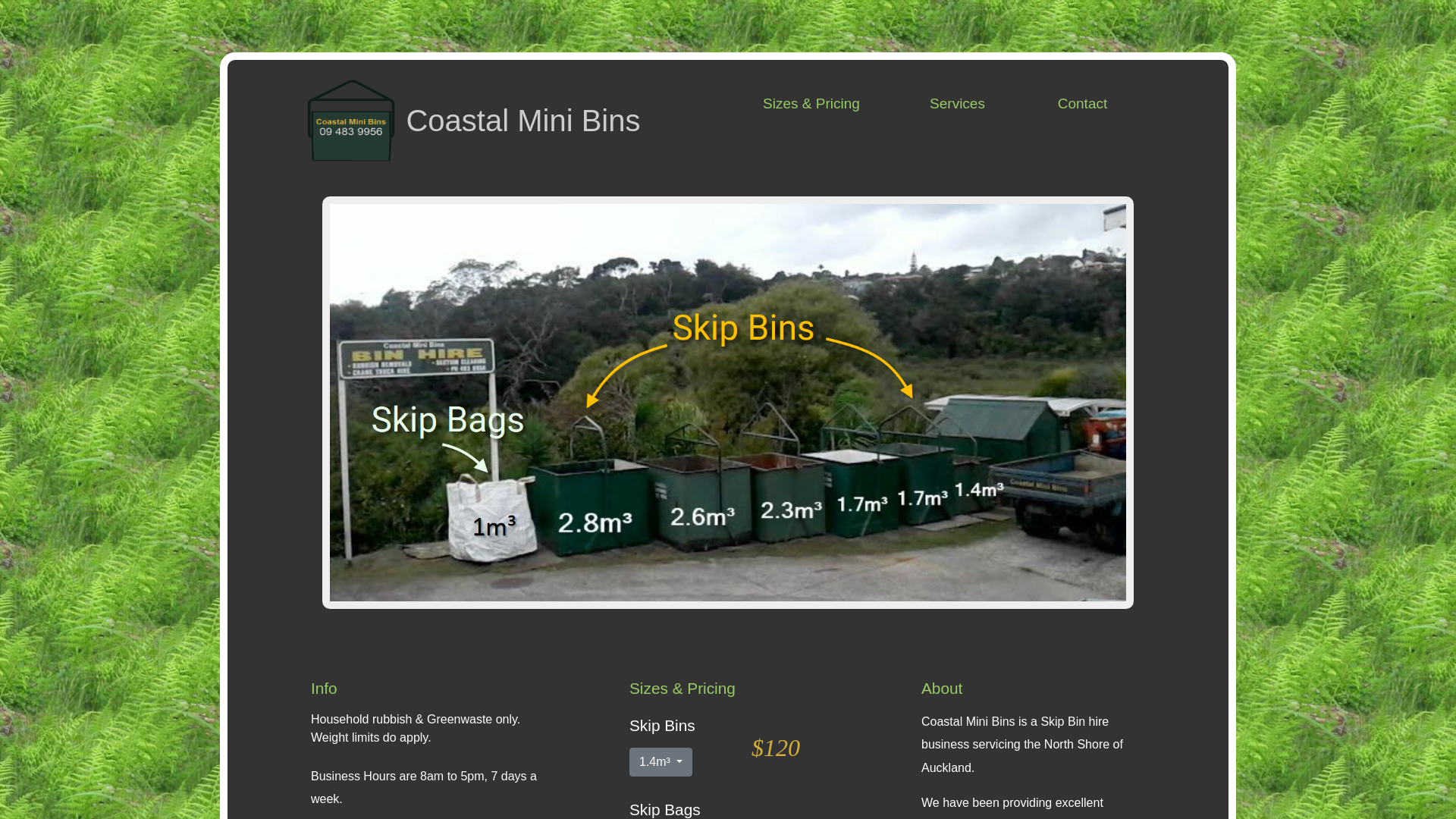 website screenshot of https://coastal-mini-bins.pages.dev/