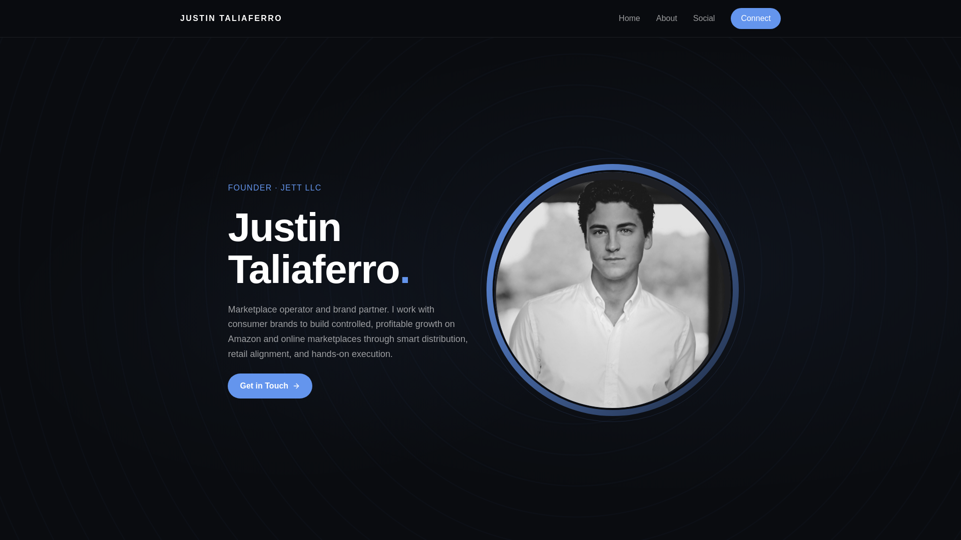 website screenshot of https://justintaliaferro.com