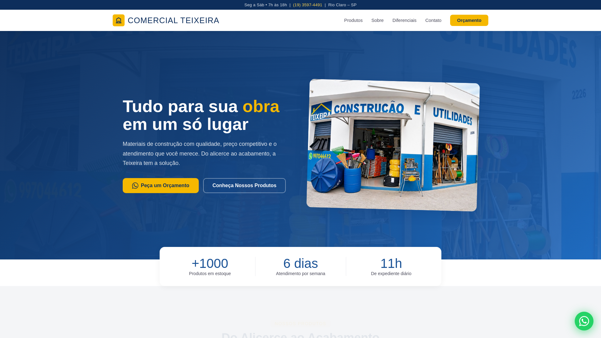 website screenshot of https://comercialteixeiradeposito.com.br/
