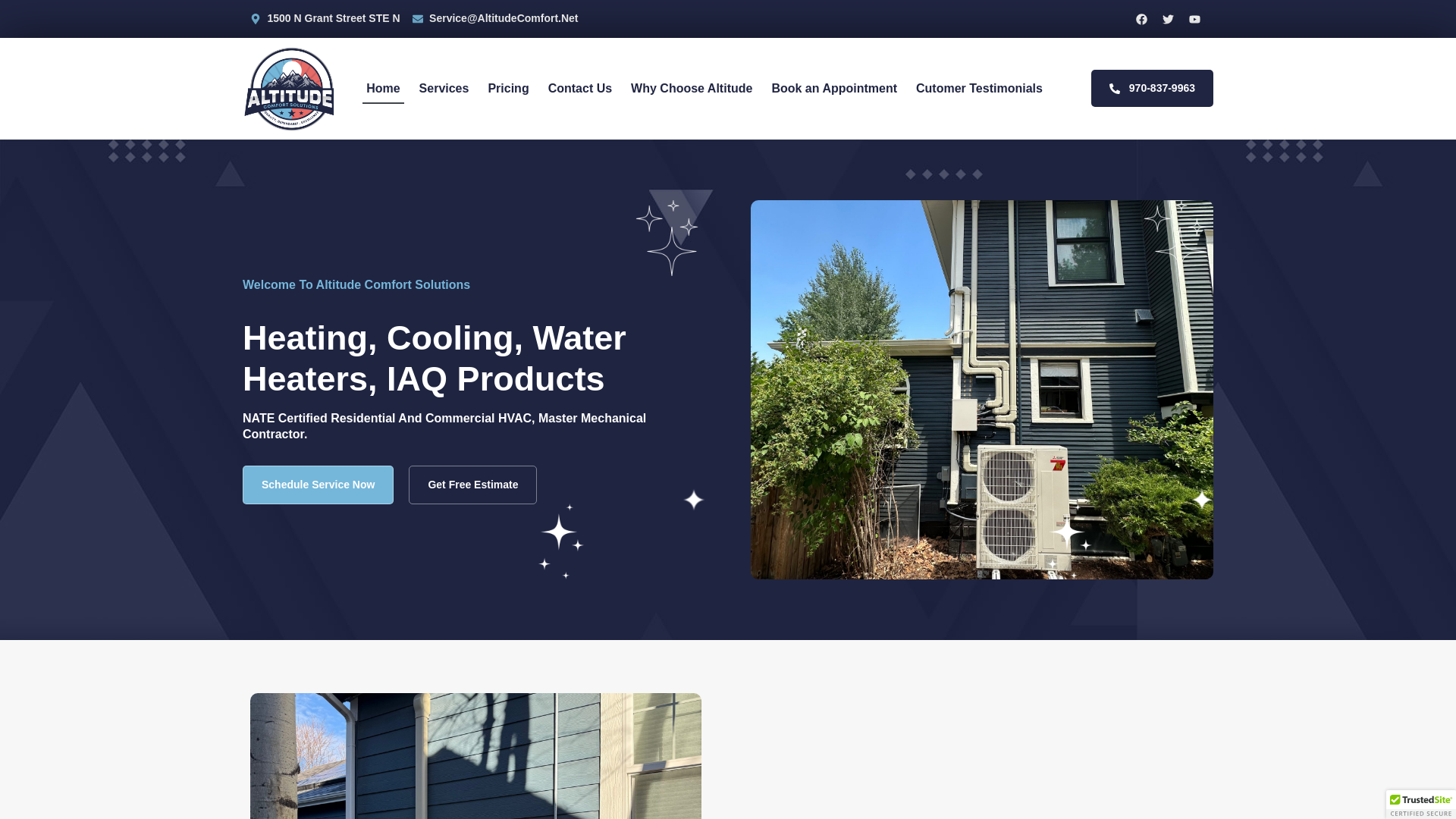 website screenshot of https://altitudecomfort.co/