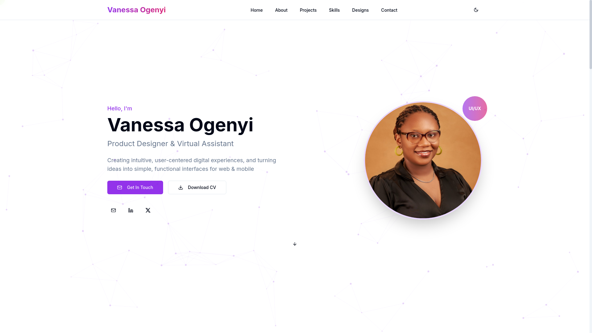 website screenshot of https://vanessa-ogenyi.pages.dev/