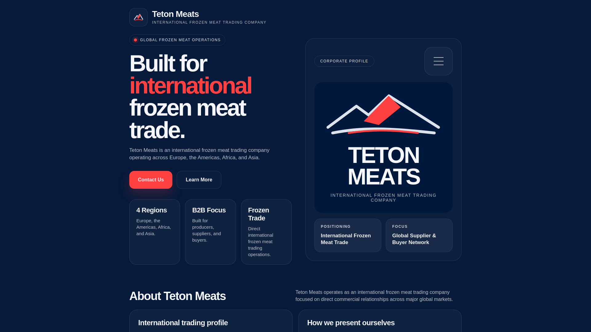 website screenshot of https://teton-meats.com