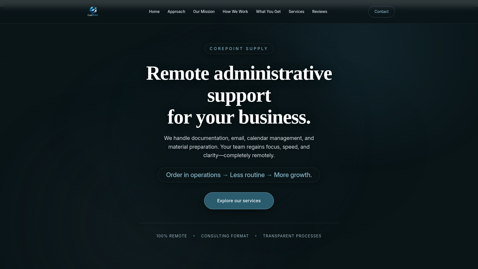 website screenshot of https://corepoint-supply.com/
