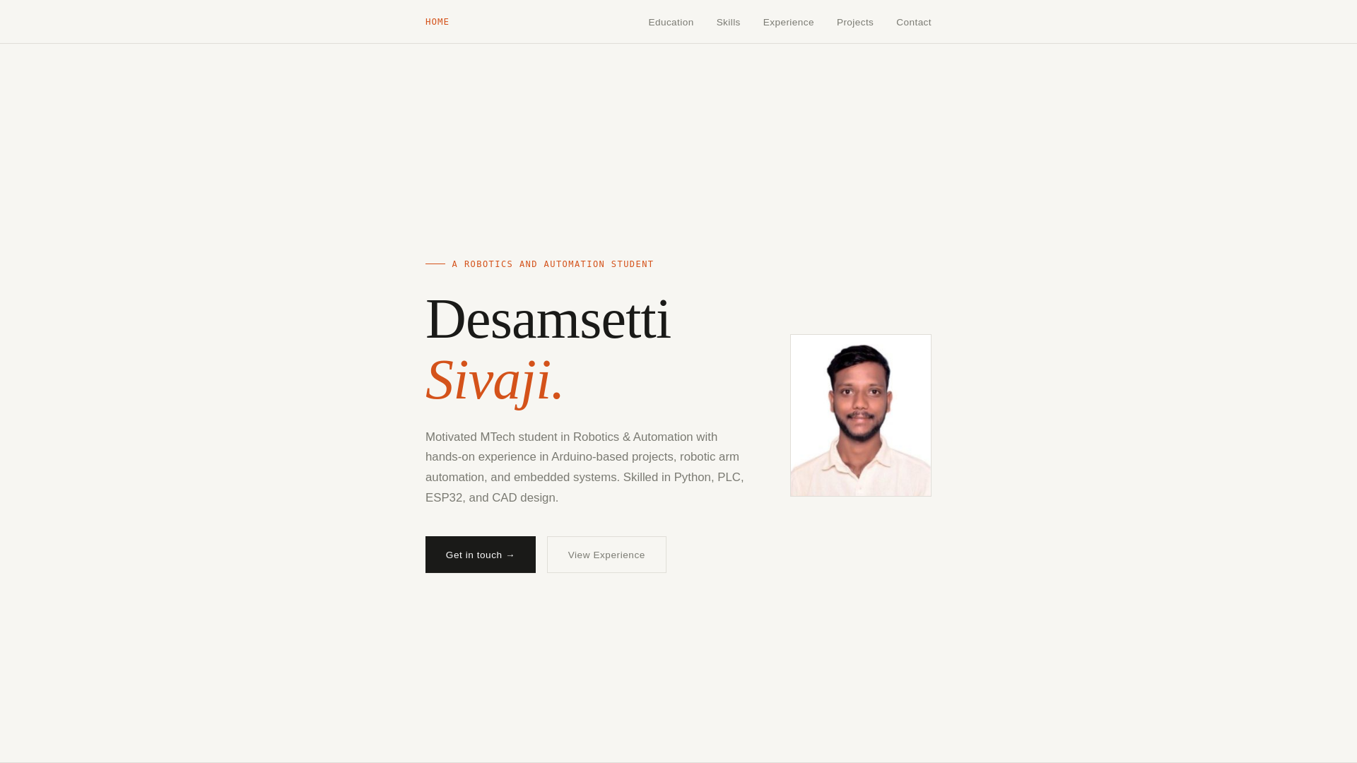 website screenshot of https://sivajidesamsetti.in