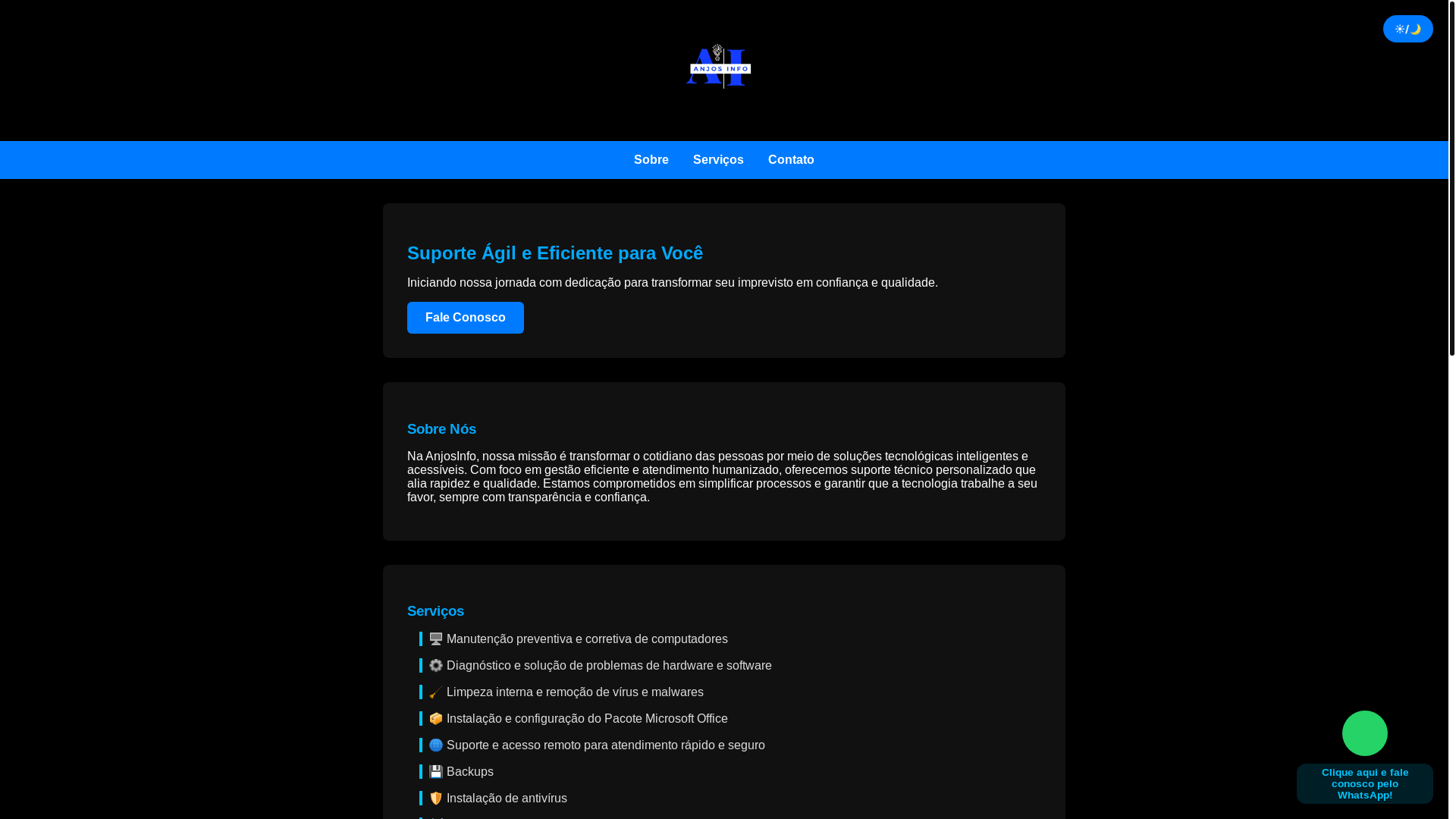 website screenshot of https://anjosinfo.com.br/