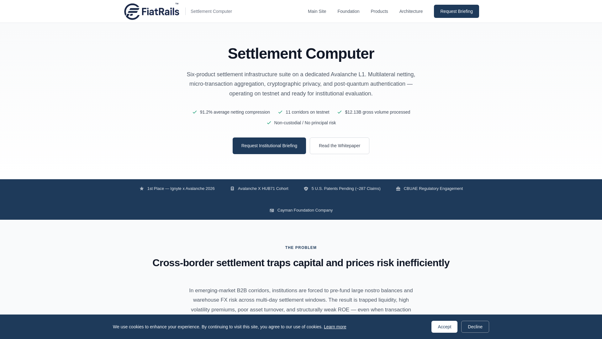 website screenshot of https://settlementcomputer.io/