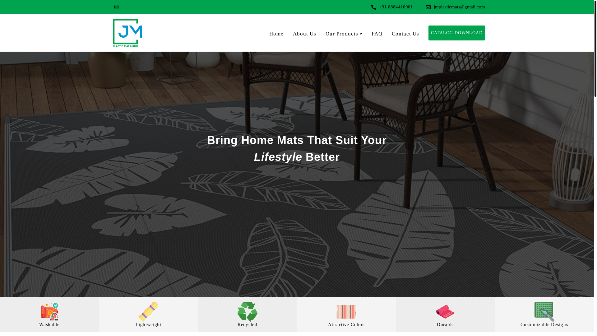 website screenshot of https://www.jmplasticmats.com/