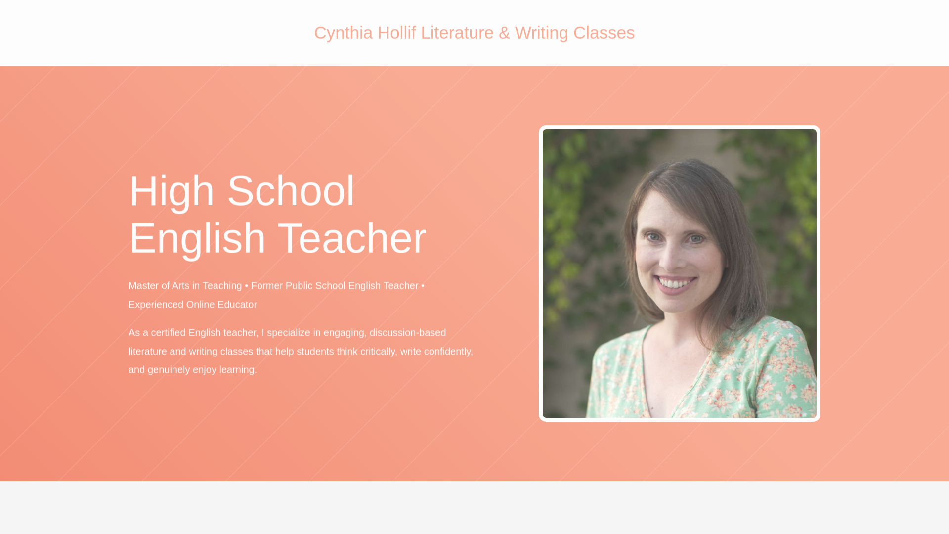 website screenshot of https://cynthiahollifenglish.com/