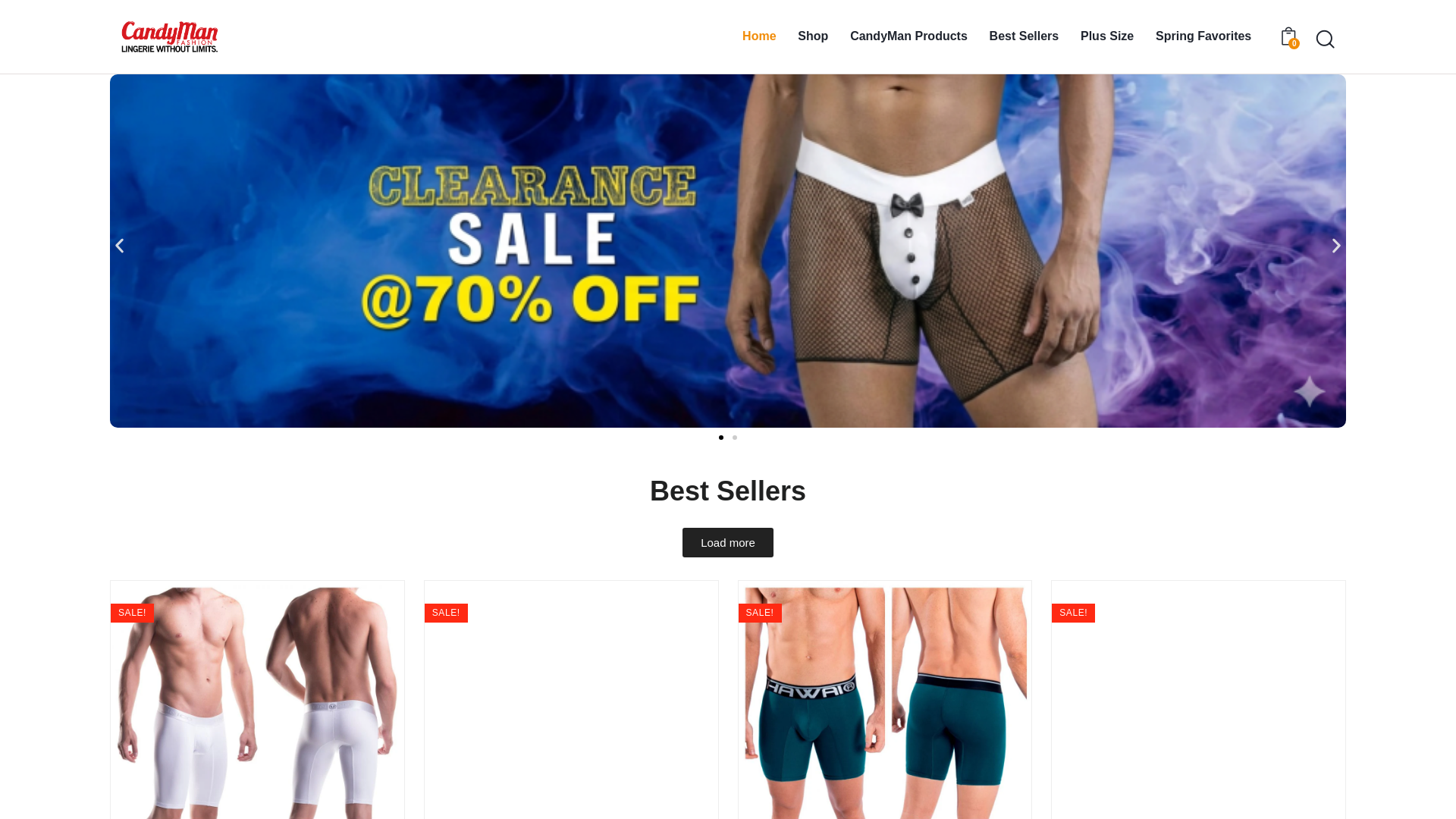 website screenshot of https://candymancloset.com