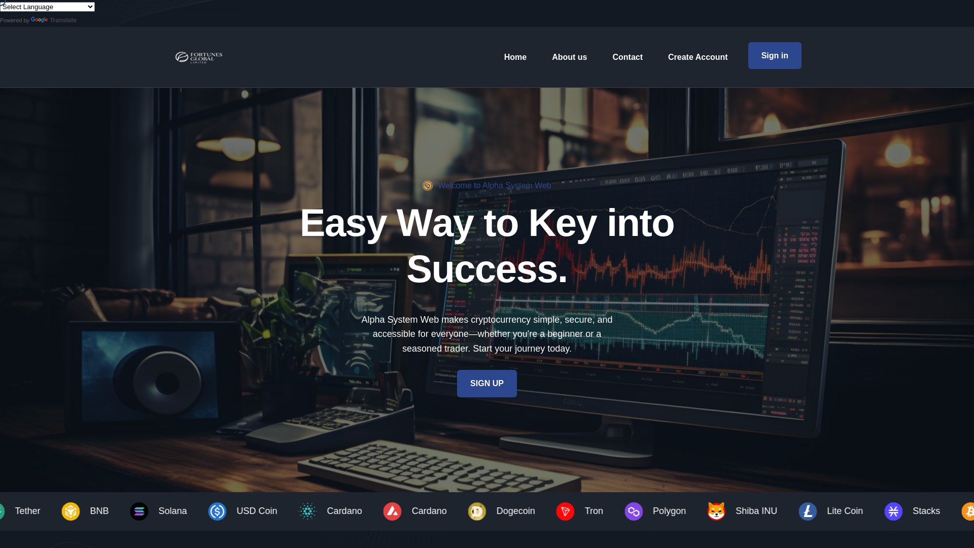website screenshot of https://alphasystemweb.com