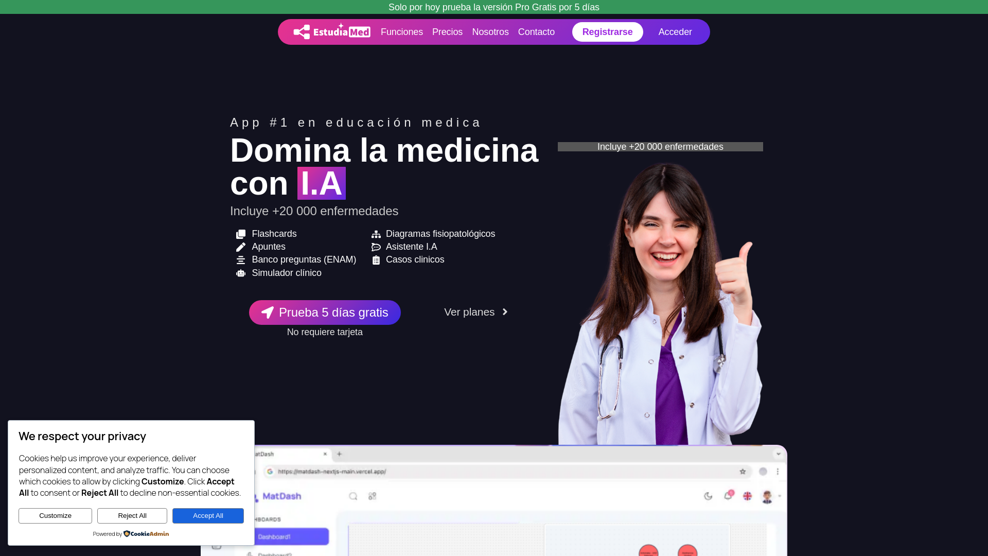 website screenshot of https://estudiamed.com/