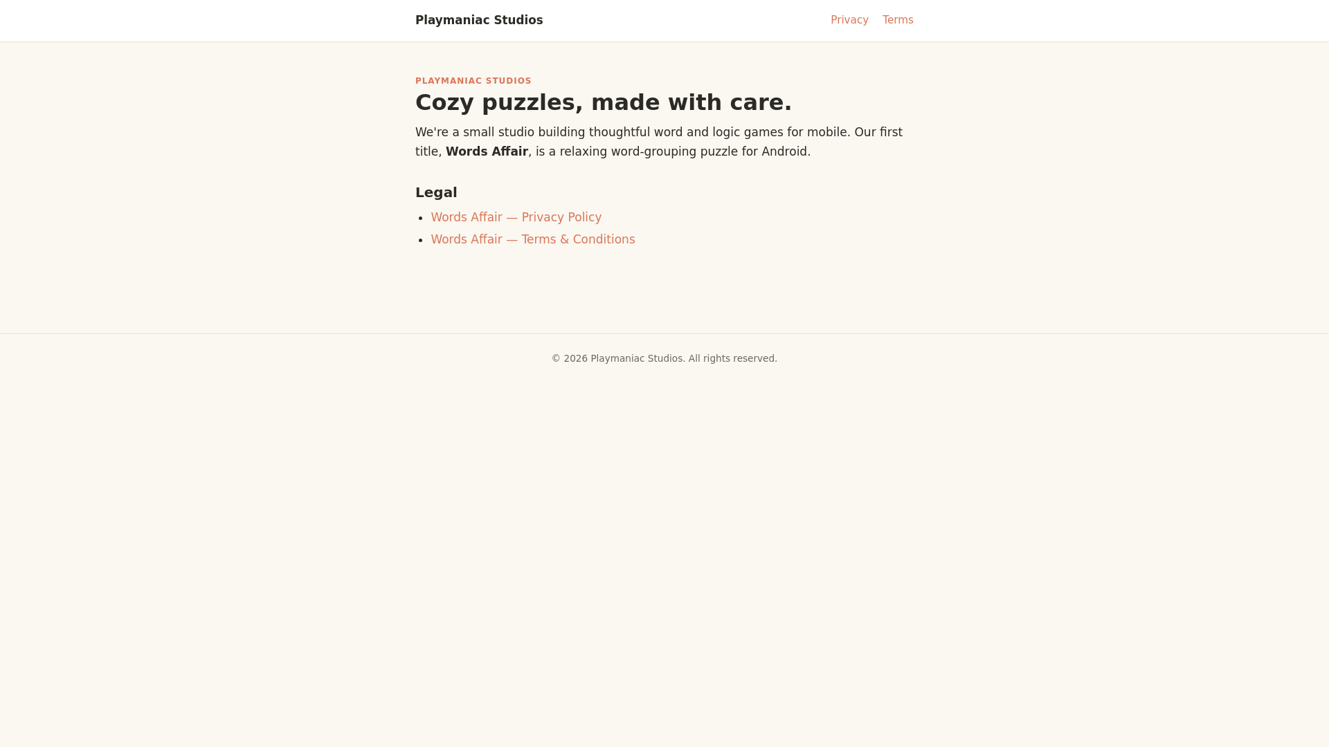 website screenshot of https://playmaniacstudios.pages.dev/