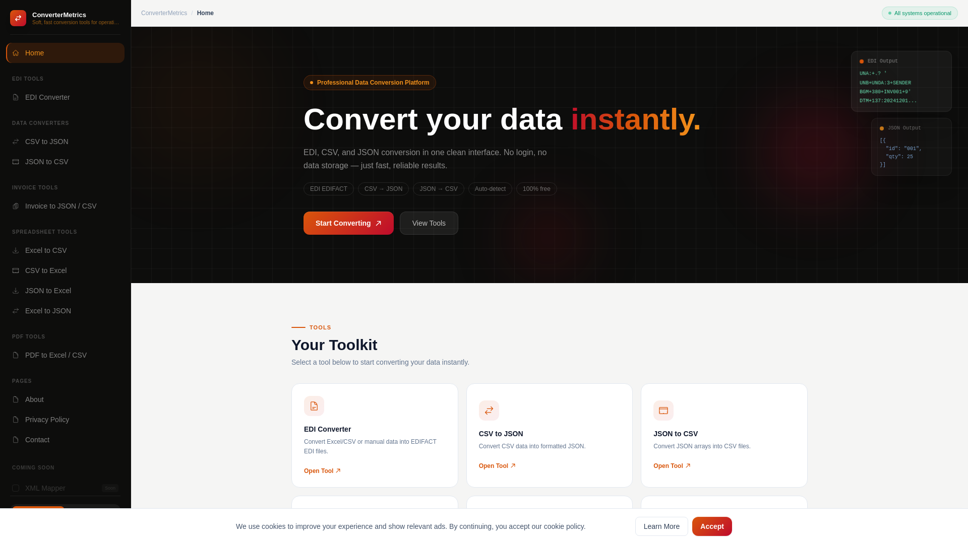 website screenshot of https://convertermetrics.com/