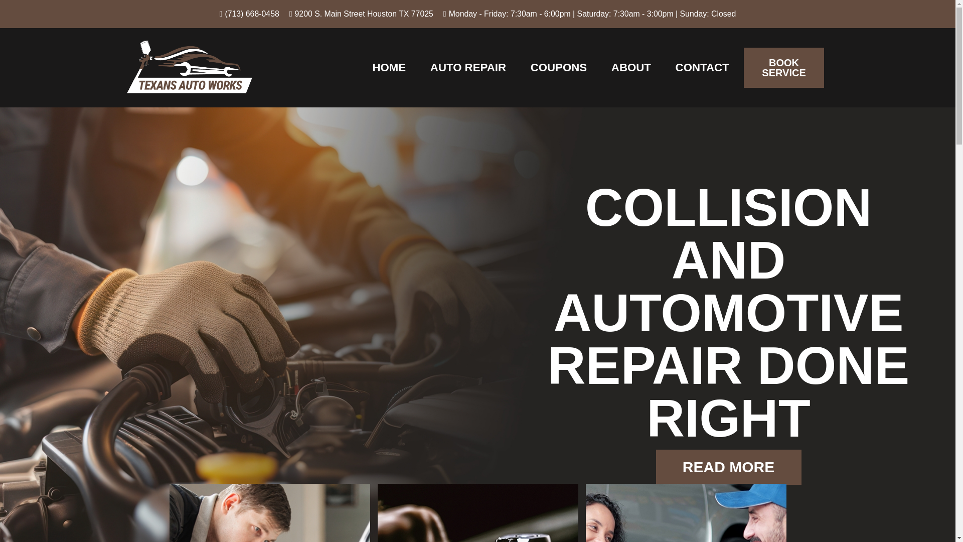 website screenshot of https://texanscollision.com/