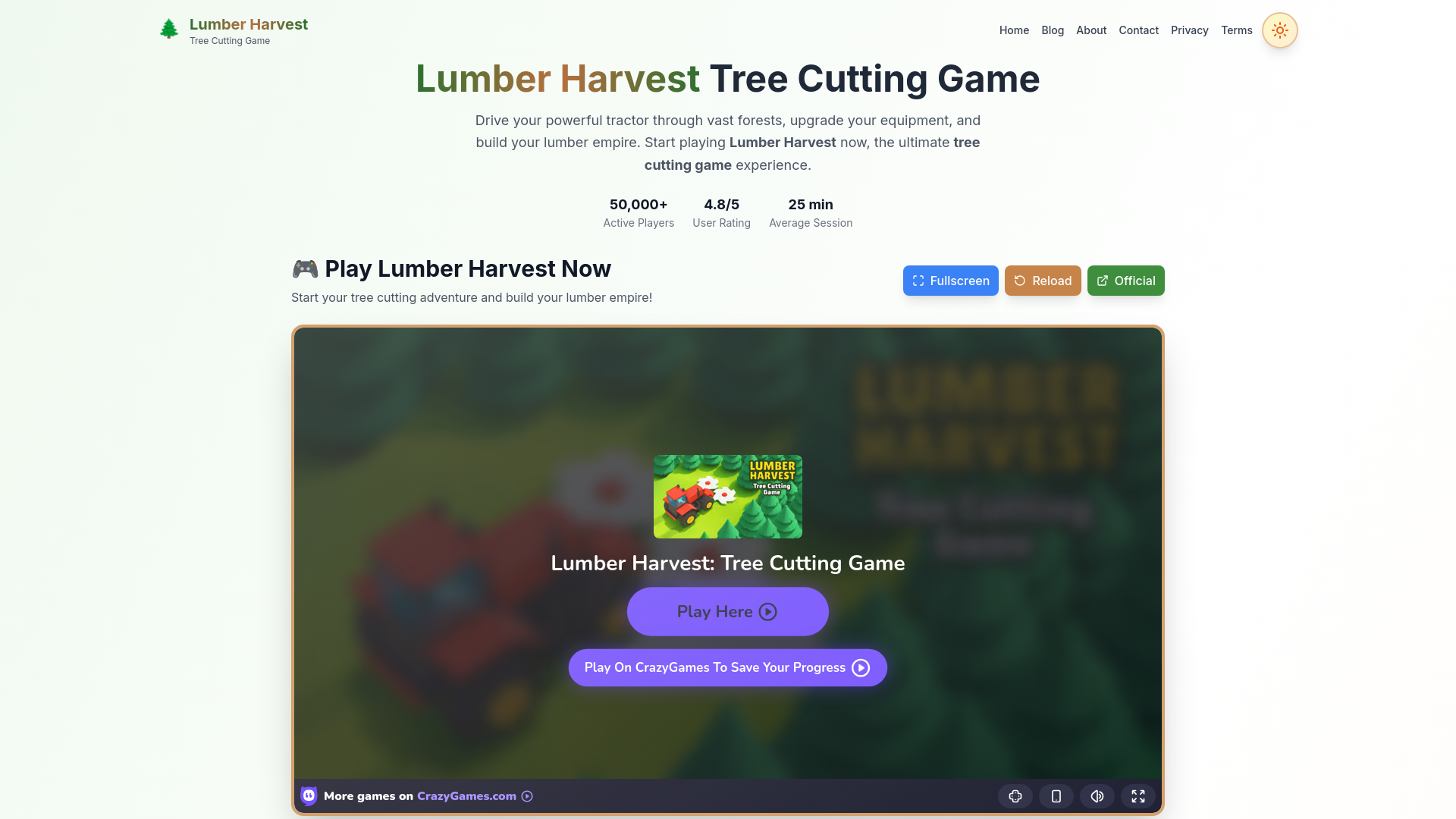 website screenshot of https://lumber-harvest.pages.dev/