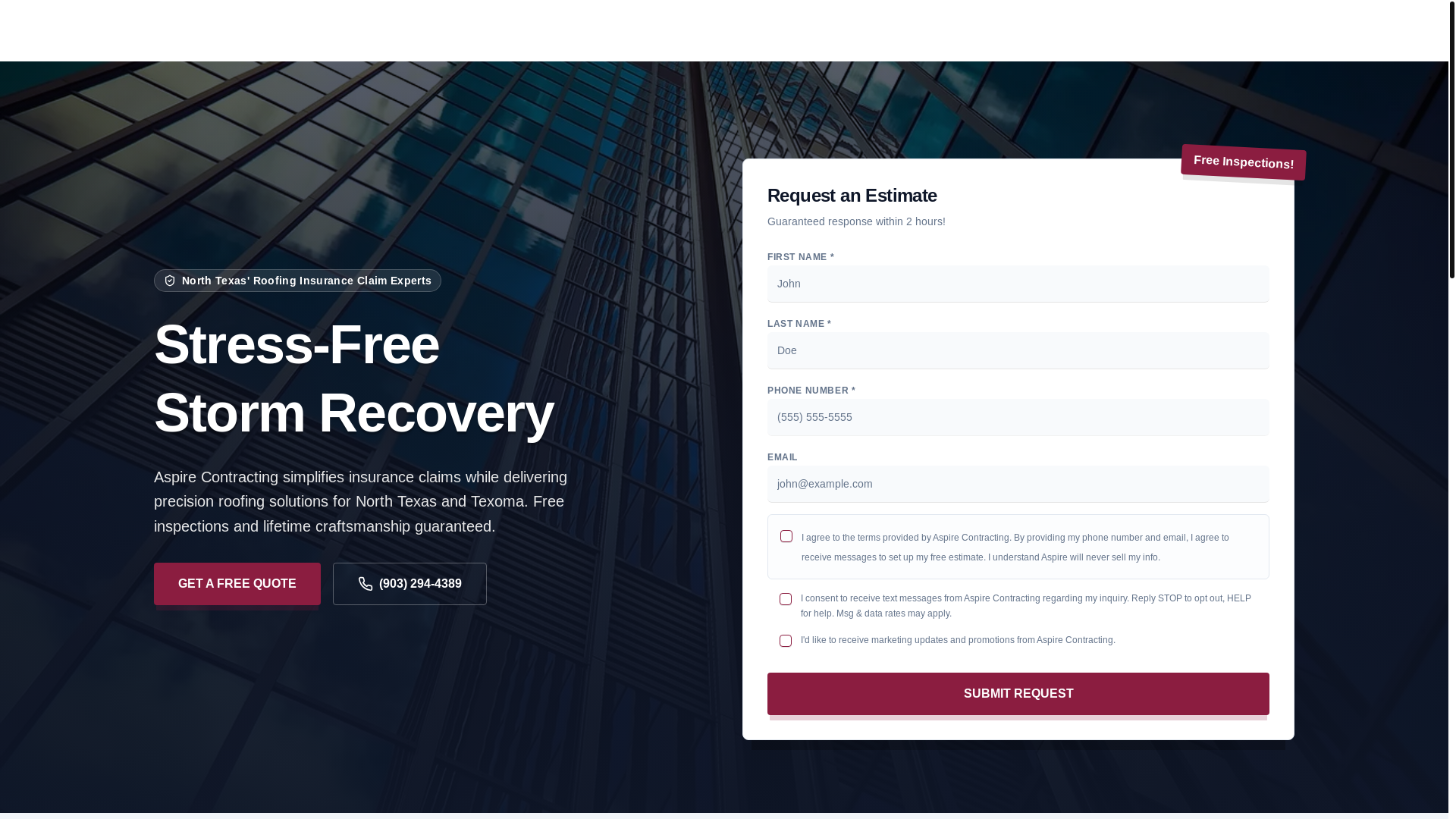 website screenshot of https://aspire-contracting.pages.dev/