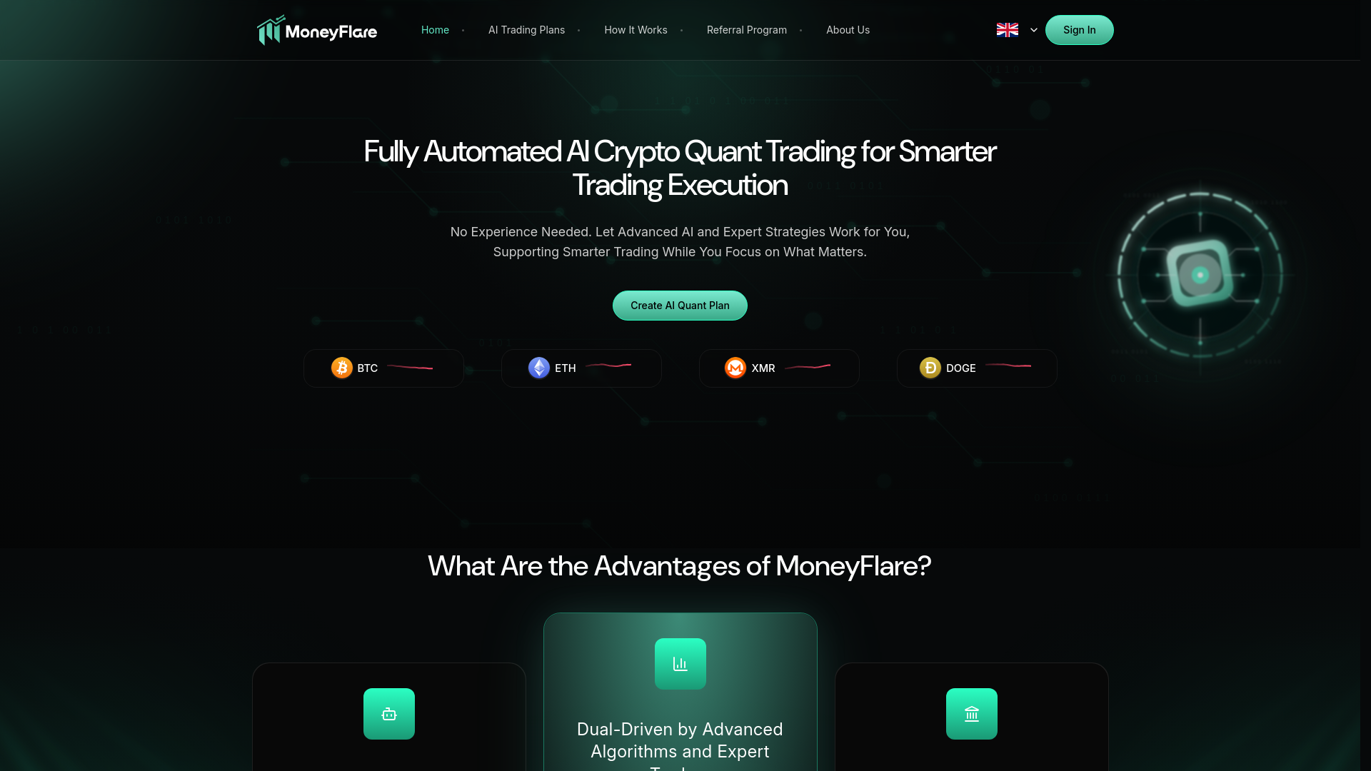 website screenshot of https://moneyflare.org/