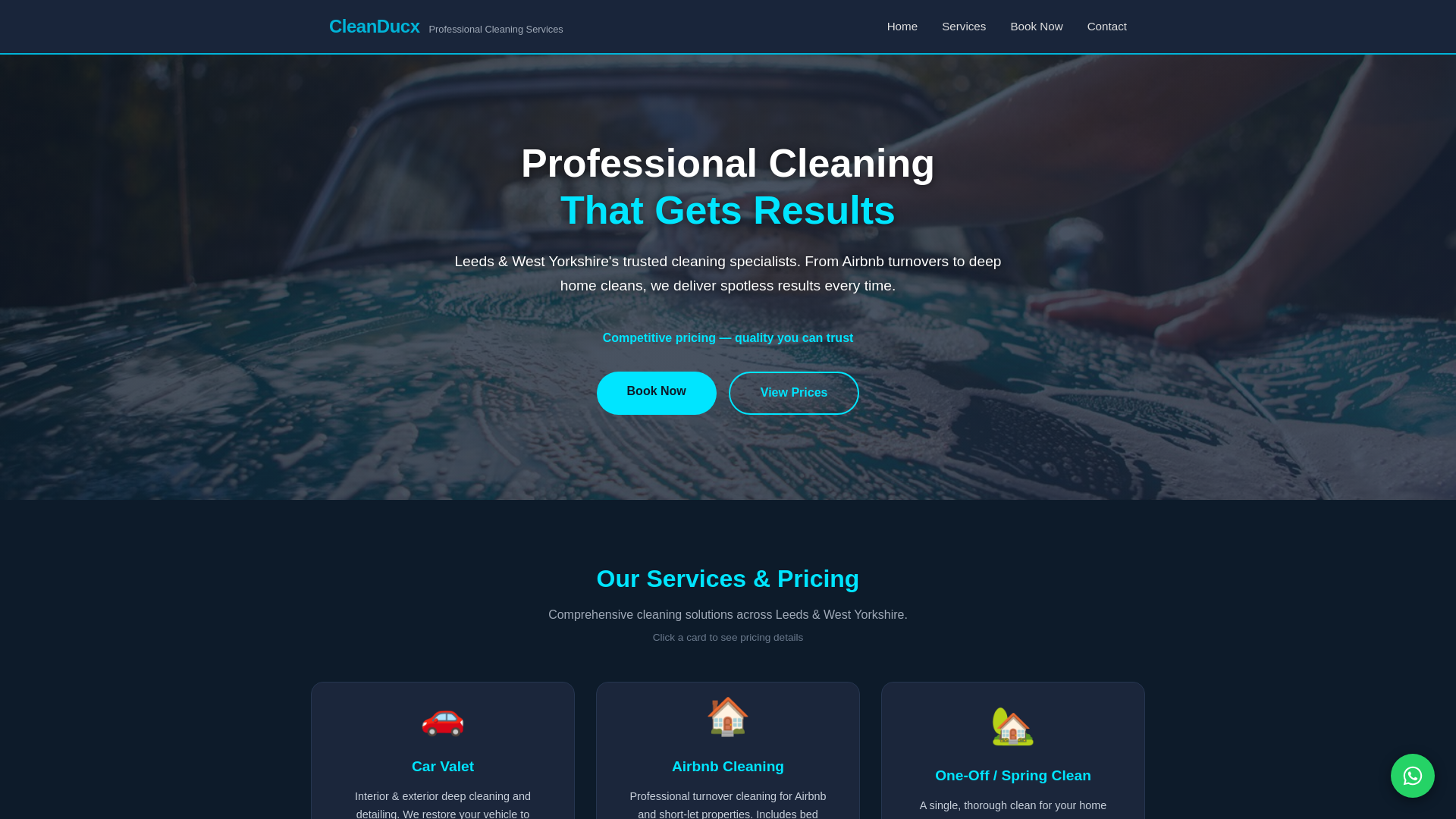 website screenshot of https://cleanducx.com/