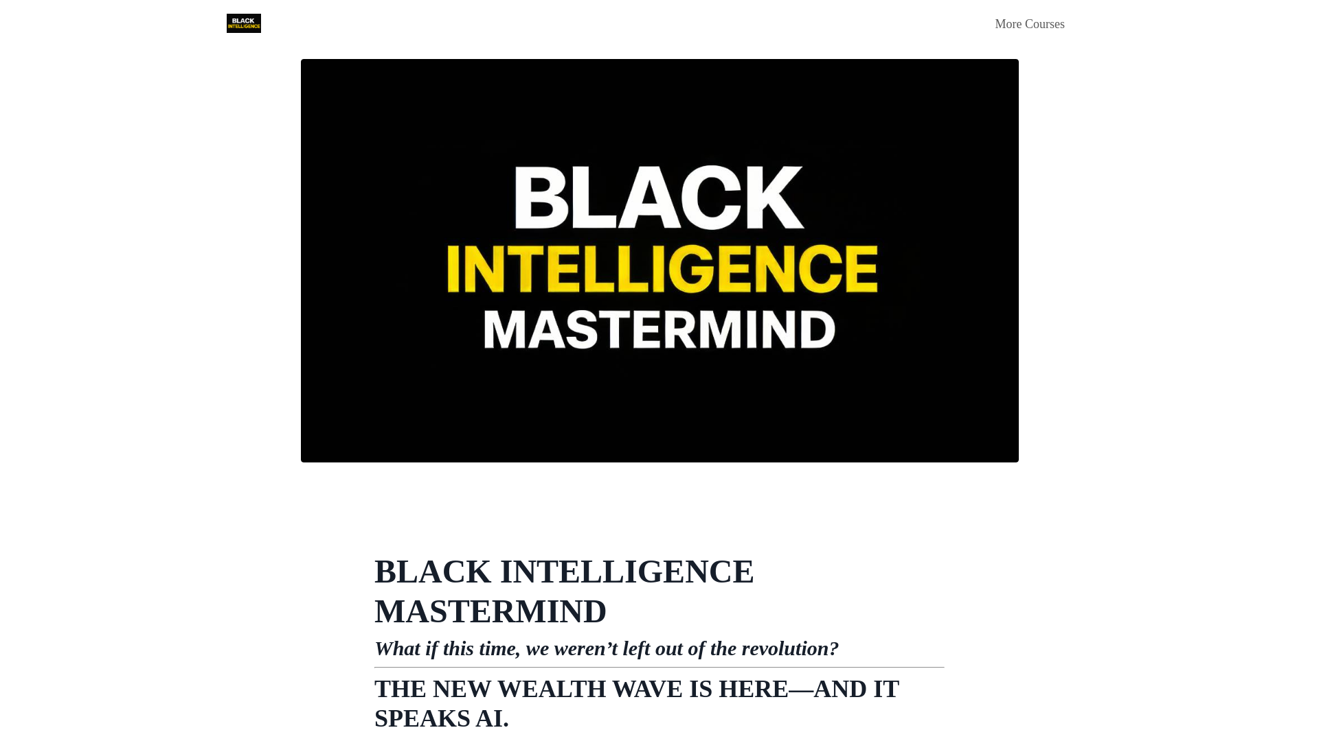 website screenshot of https://blackintelligencemastermind.com