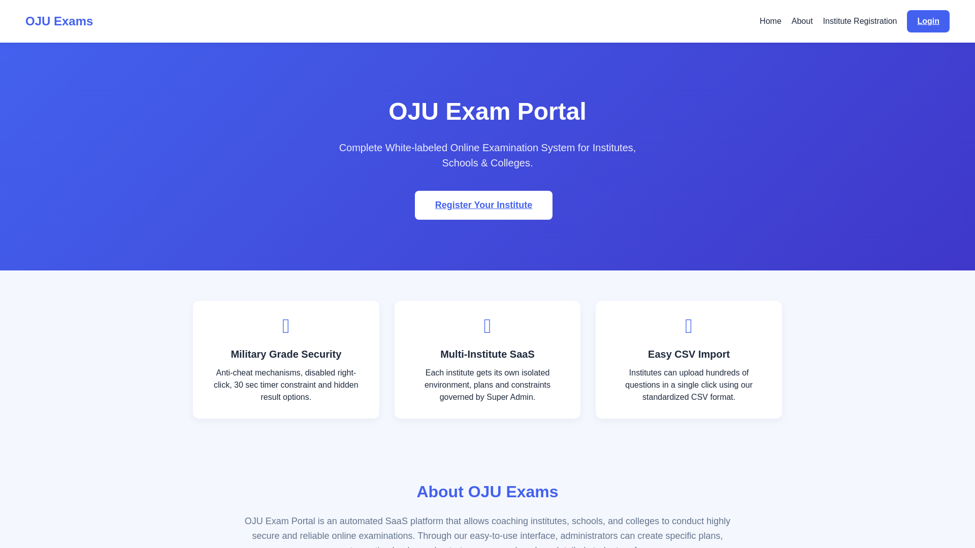 website screenshot of https://ojuexam.online/