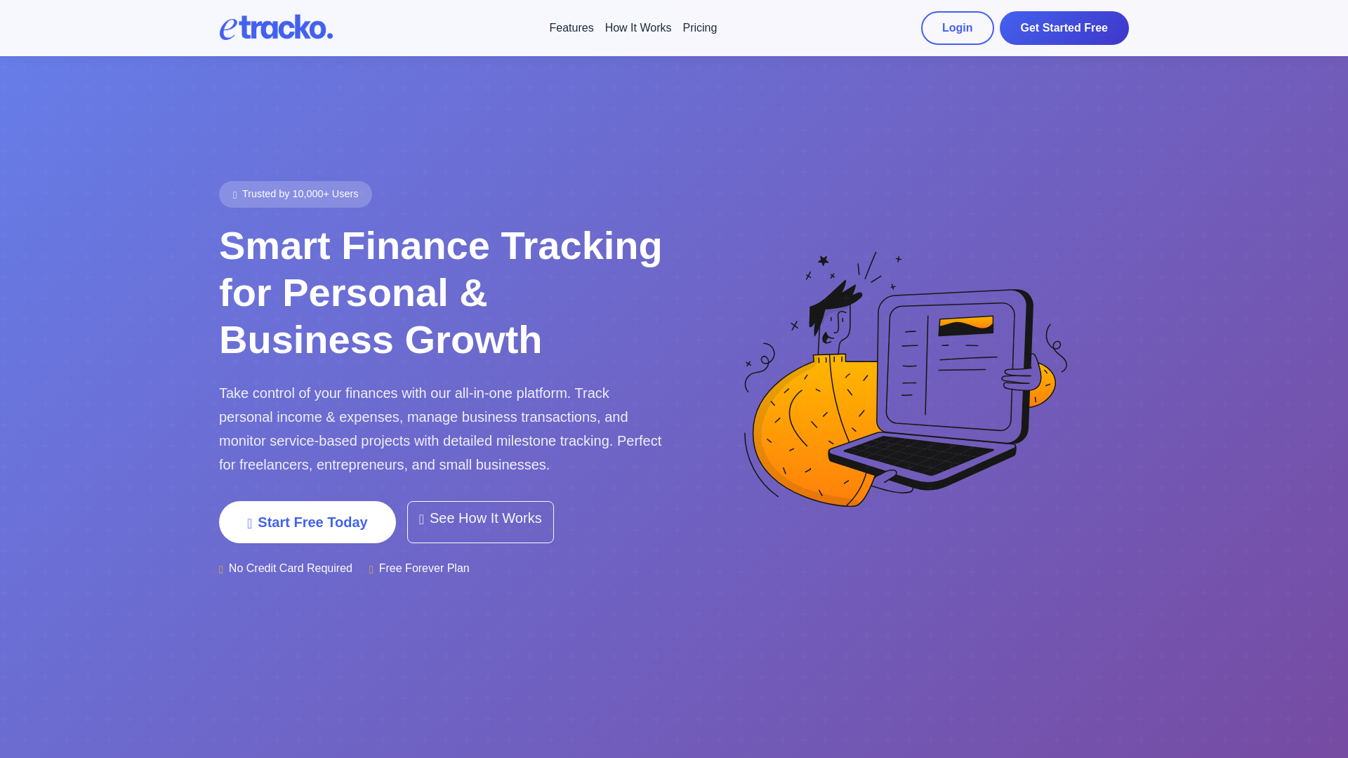 website screenshot of https://etracko.com