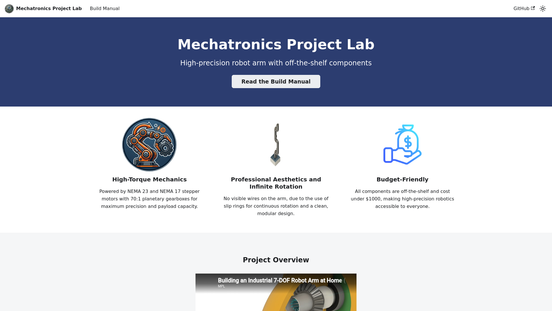website screenshot of https://mechatronicsprojectlab.com/
