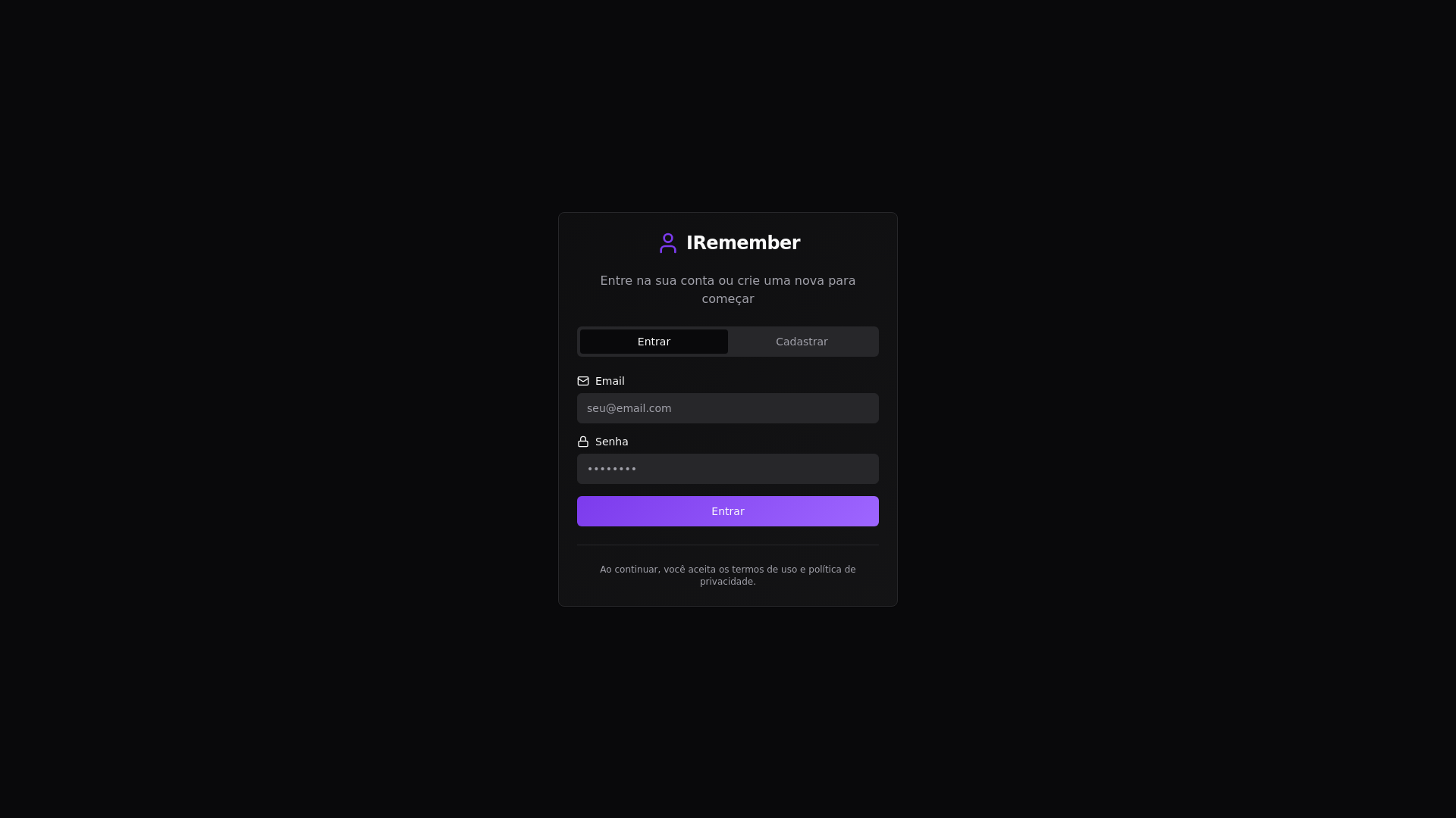 website screenshot of https://iremember.com.br/