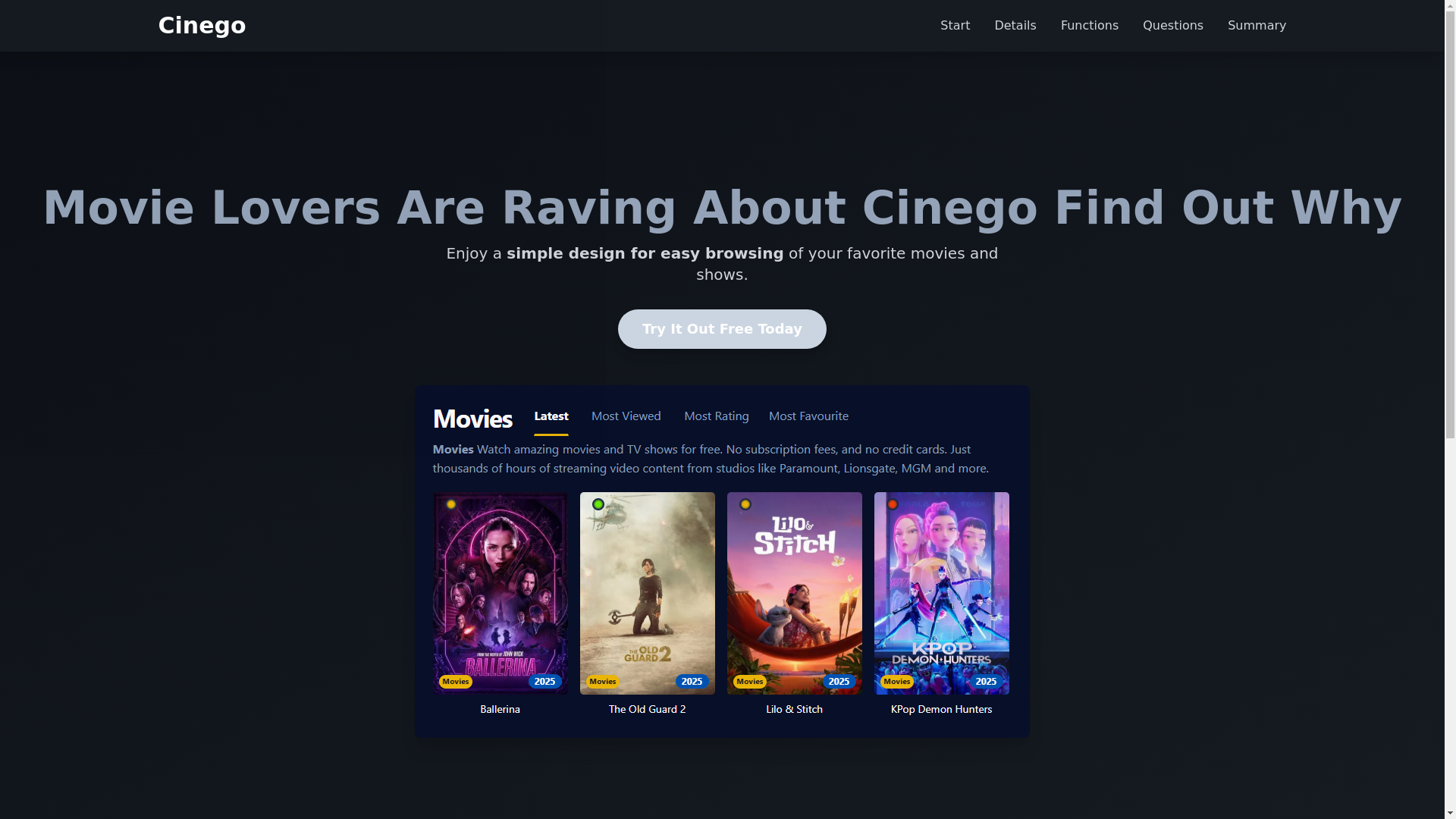 website screenshot of https://cinego-38tk.pages.dev/