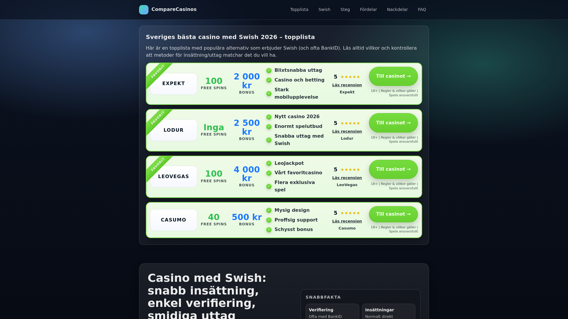 website screenshot of https://comparecasinos.site/