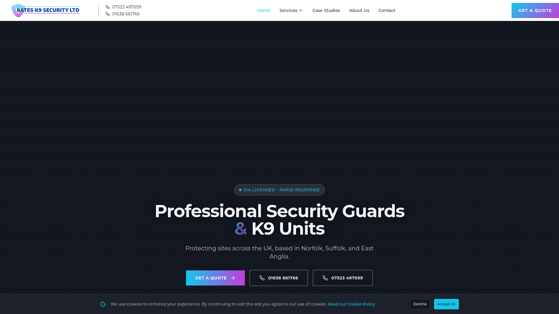 website screenshot of https://batesk9securityltd.pages.dev/