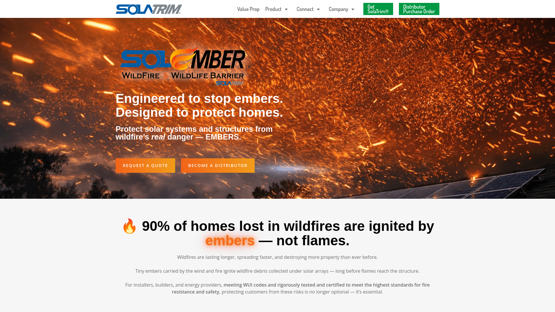 website screenshot of https://solemberdefense.com/