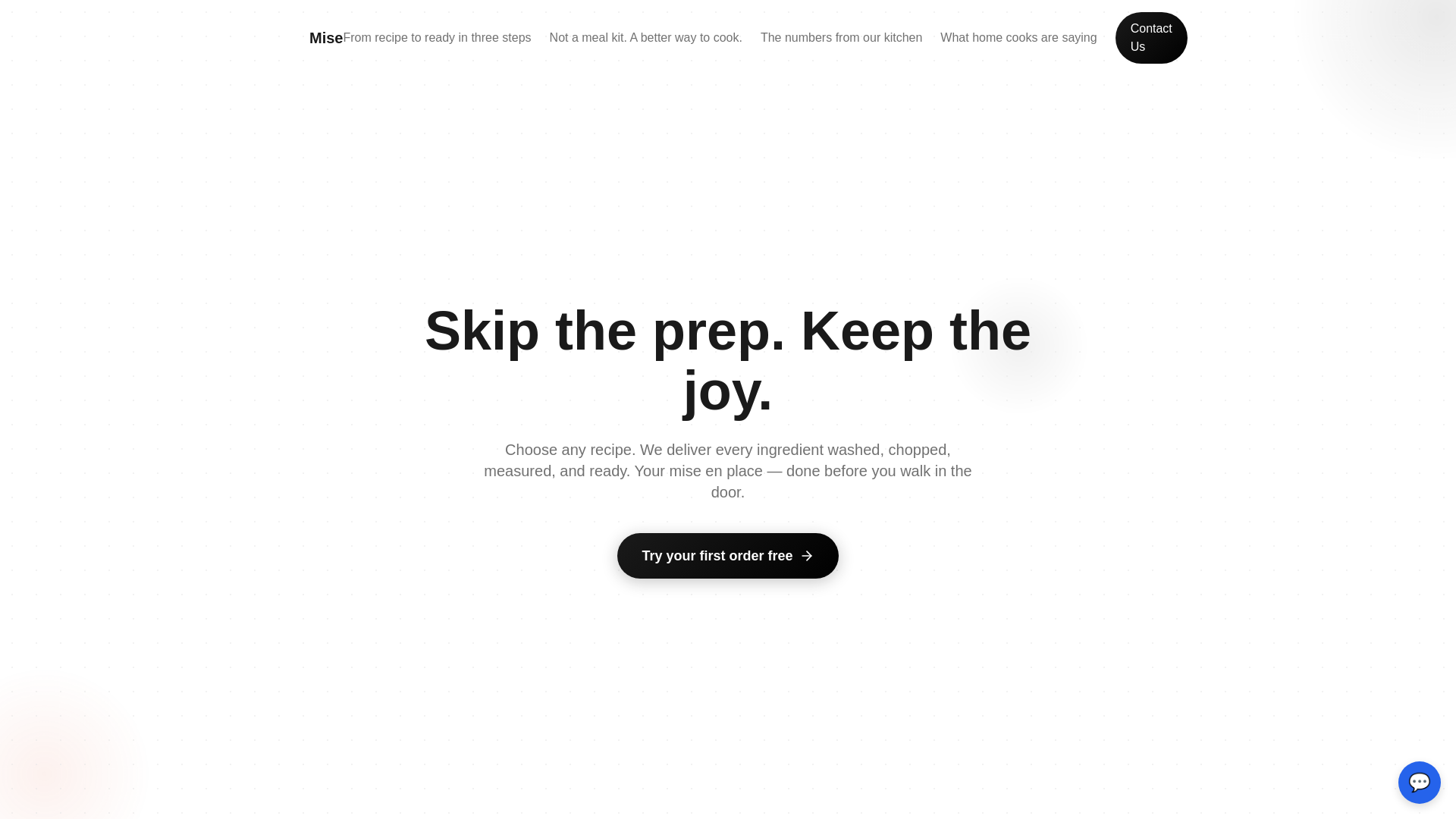 website screenshot of https://mise-kitchen.pages.dev/