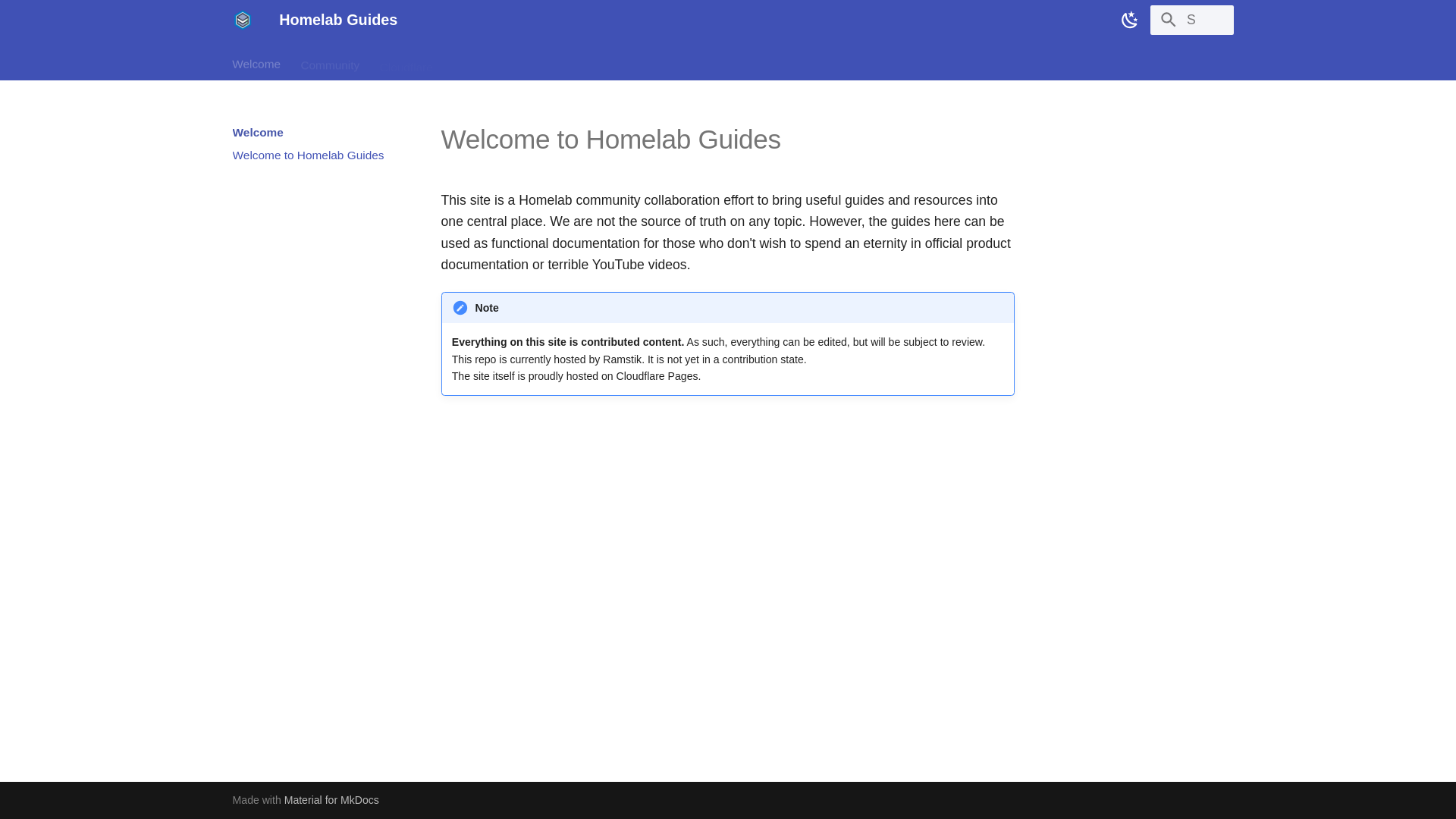 website screenshot of https://homelab-mkdocs.pages.dev/