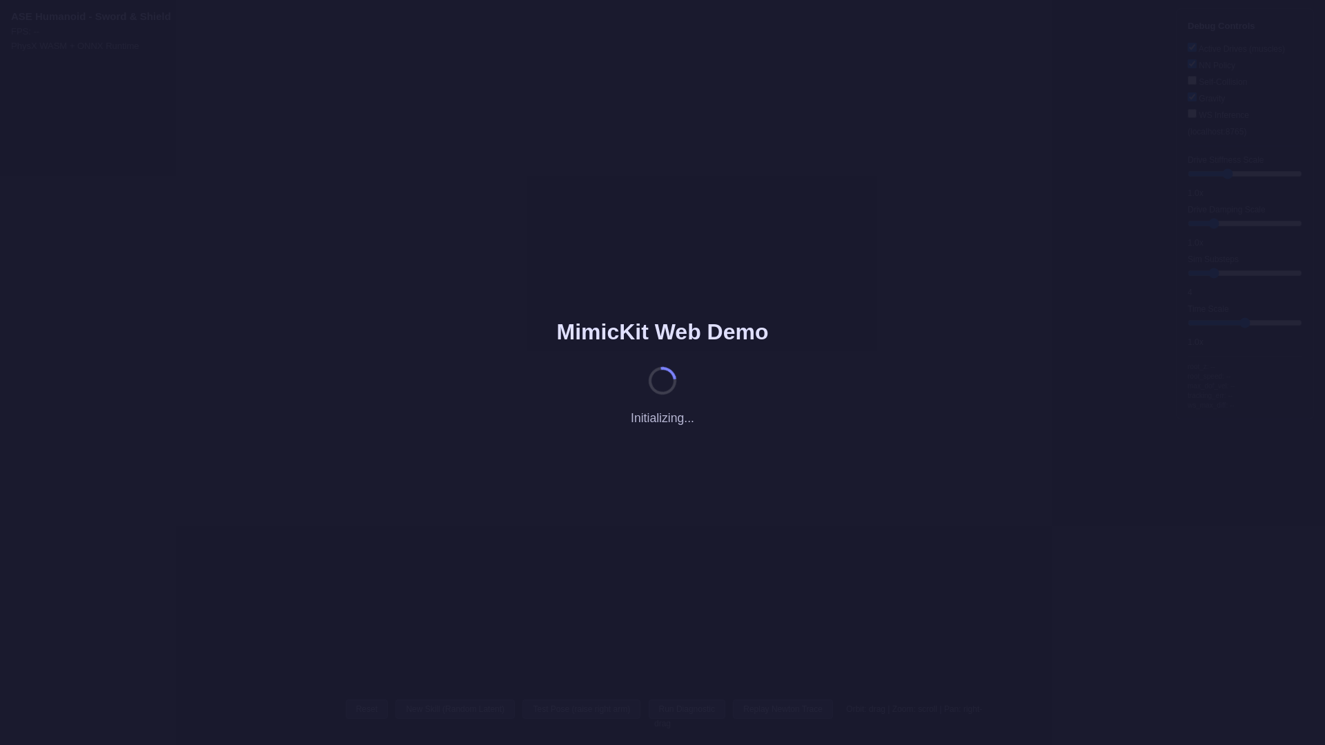 website screenshot of https://mimickit-demo.pages.dev/