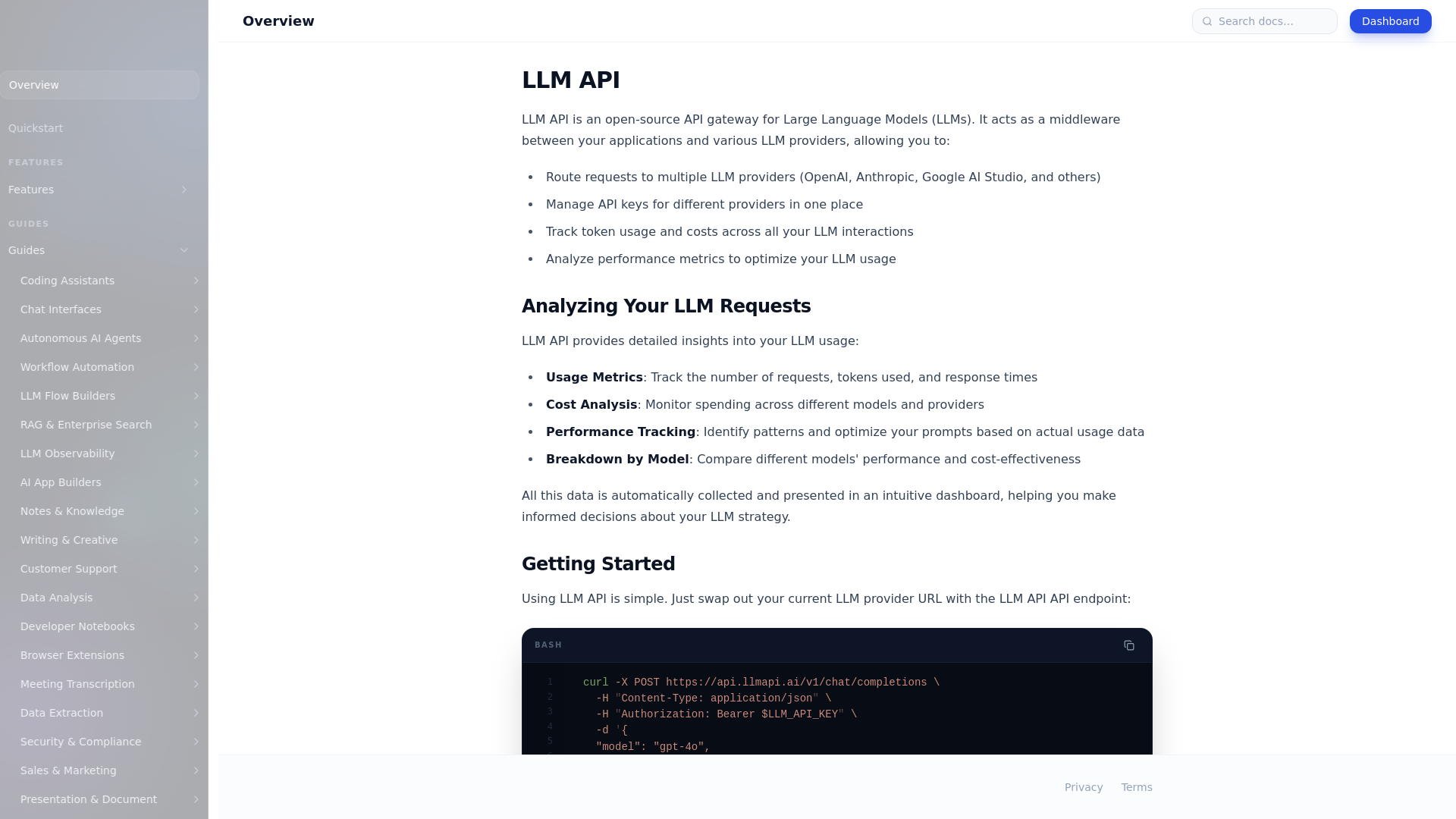 website screenshot of https://llmapi-docs-7fw.pages.dev/