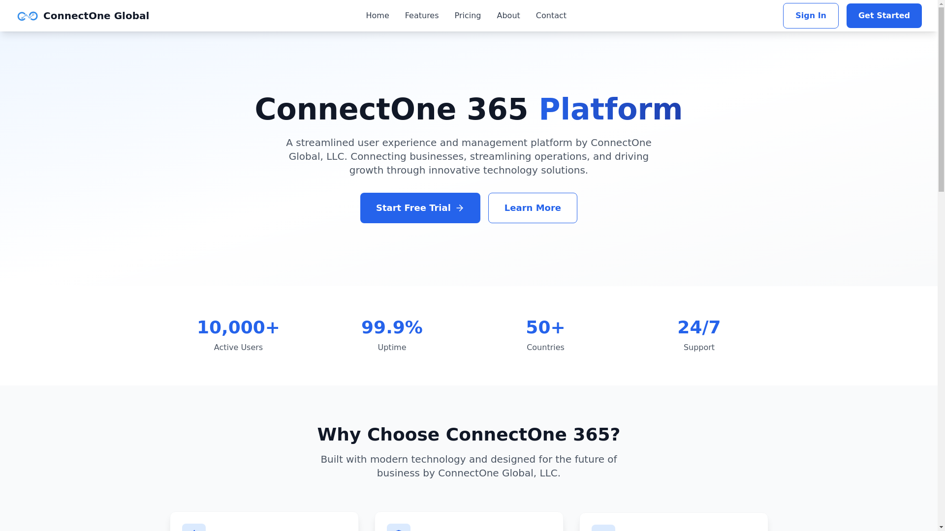 website screenshot of https://connectone-global.pages.dev/