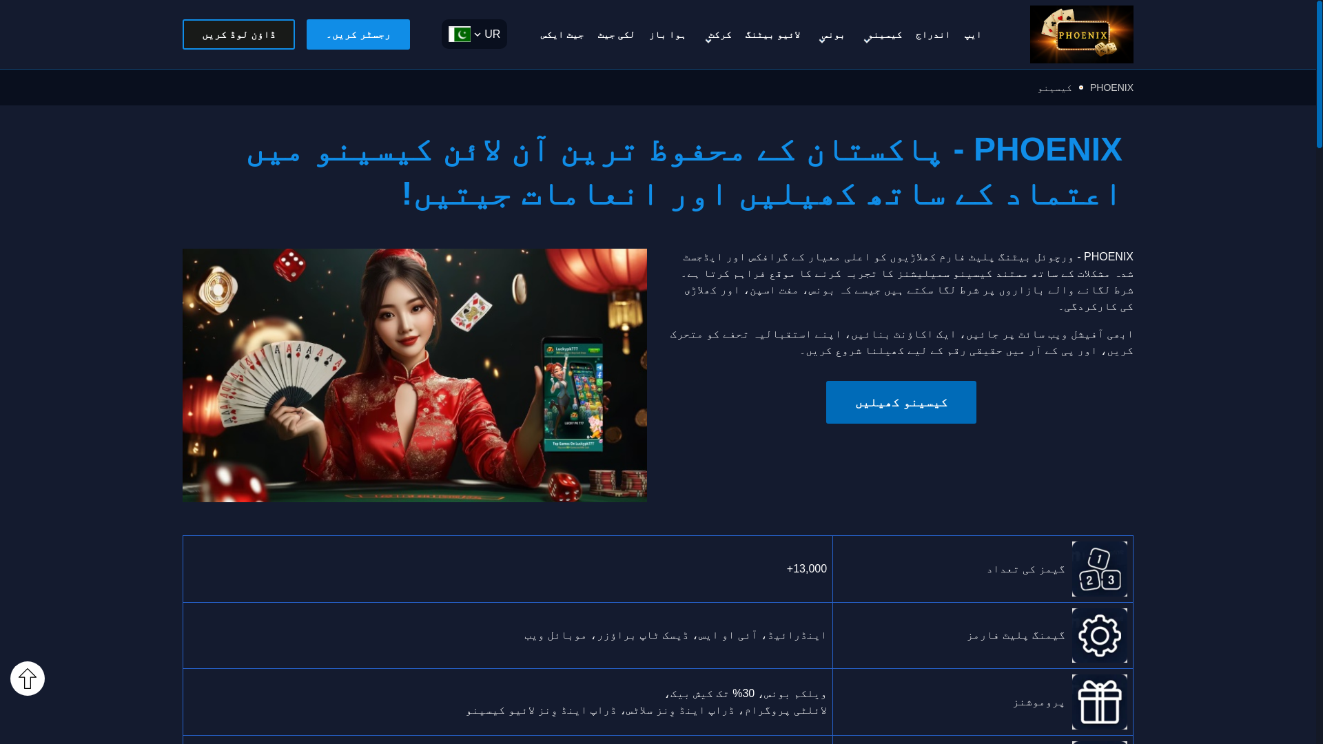 website screenshot of https://phoenixpk77.com/
