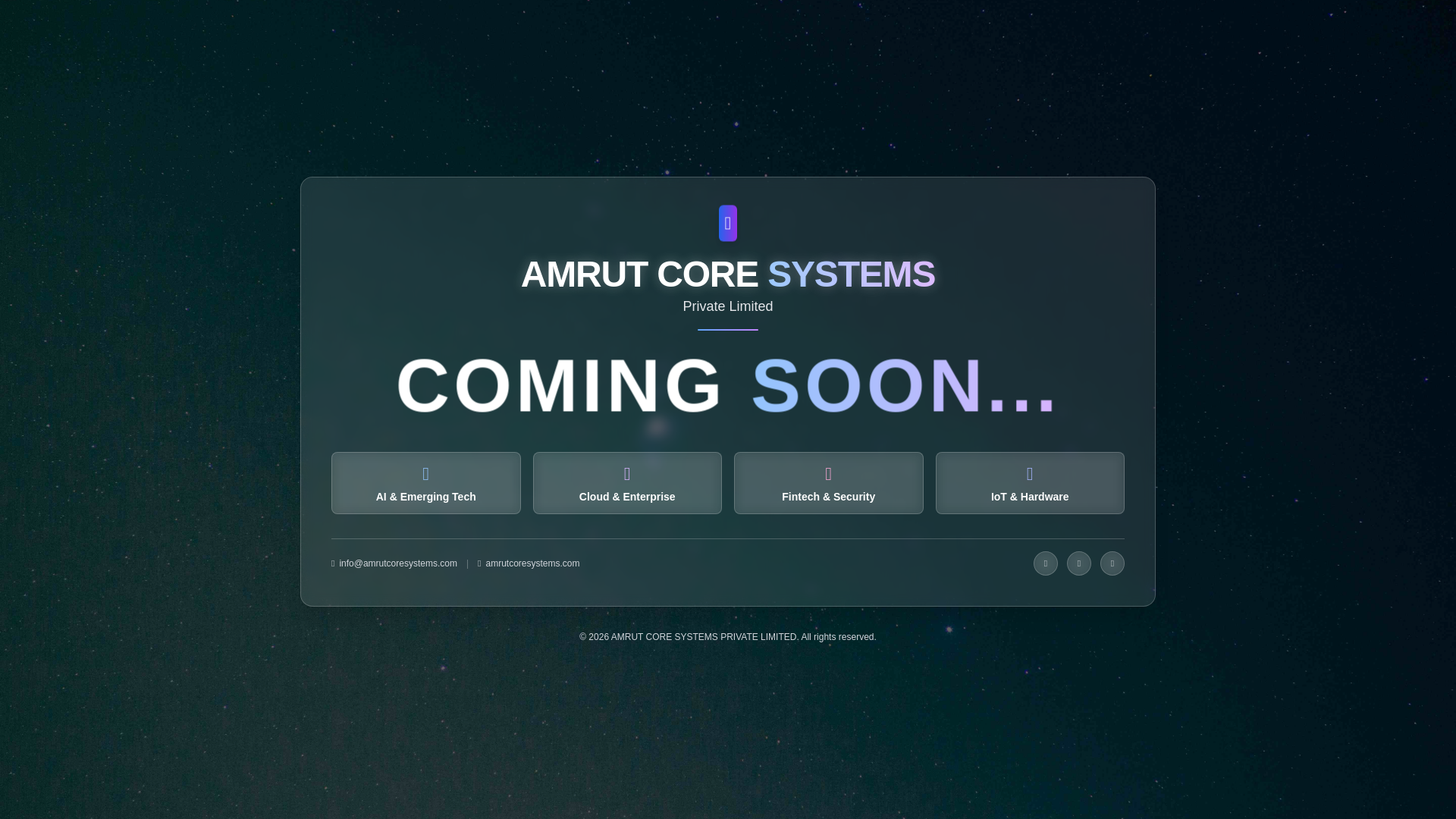 website screenshot of https://amrutcoresystems.com/