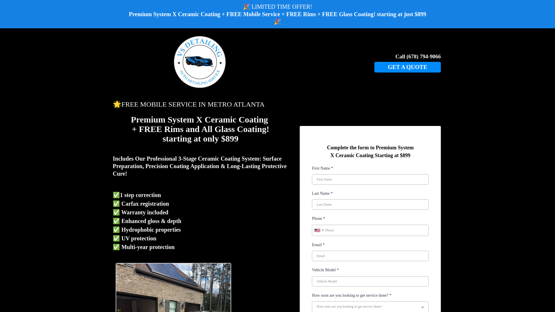 website screenshot of https://vsmobiledetailing.net