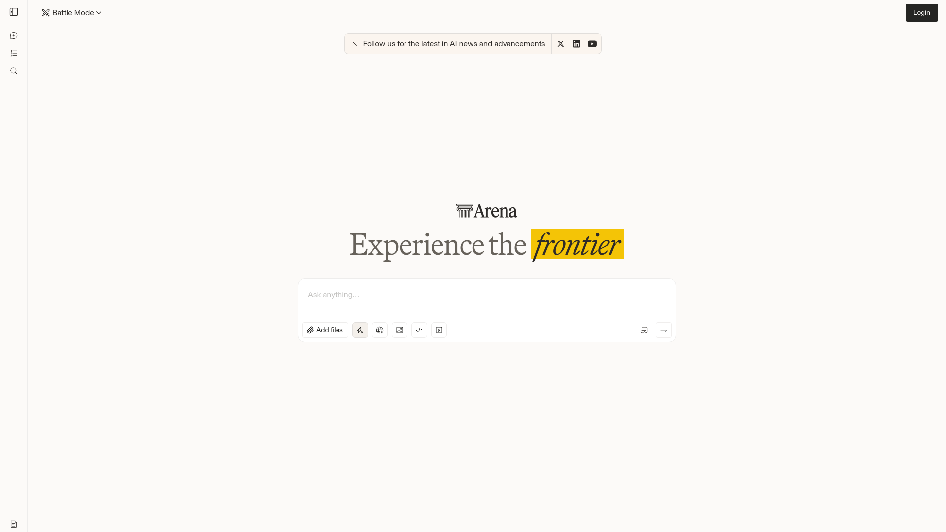 website screenshot of https://arena.ai/