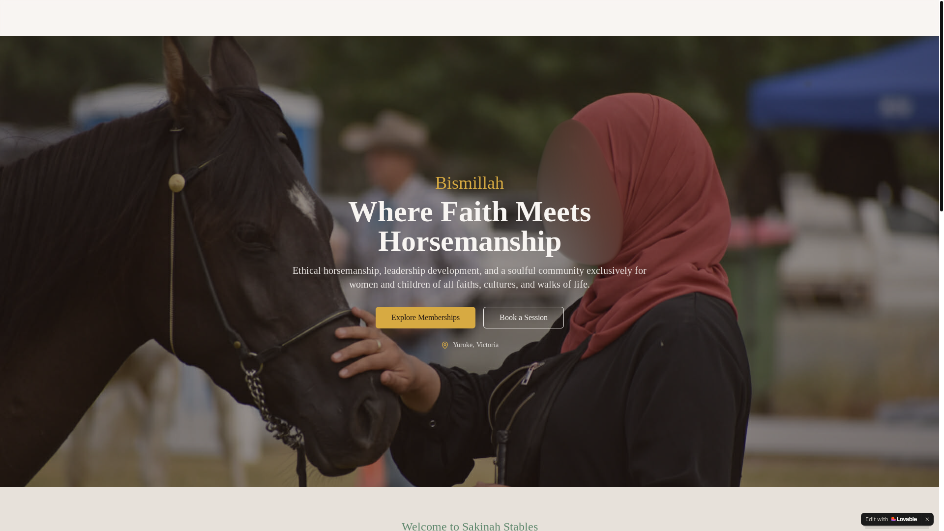 website screenshot of https://sakinahstables.com.au/