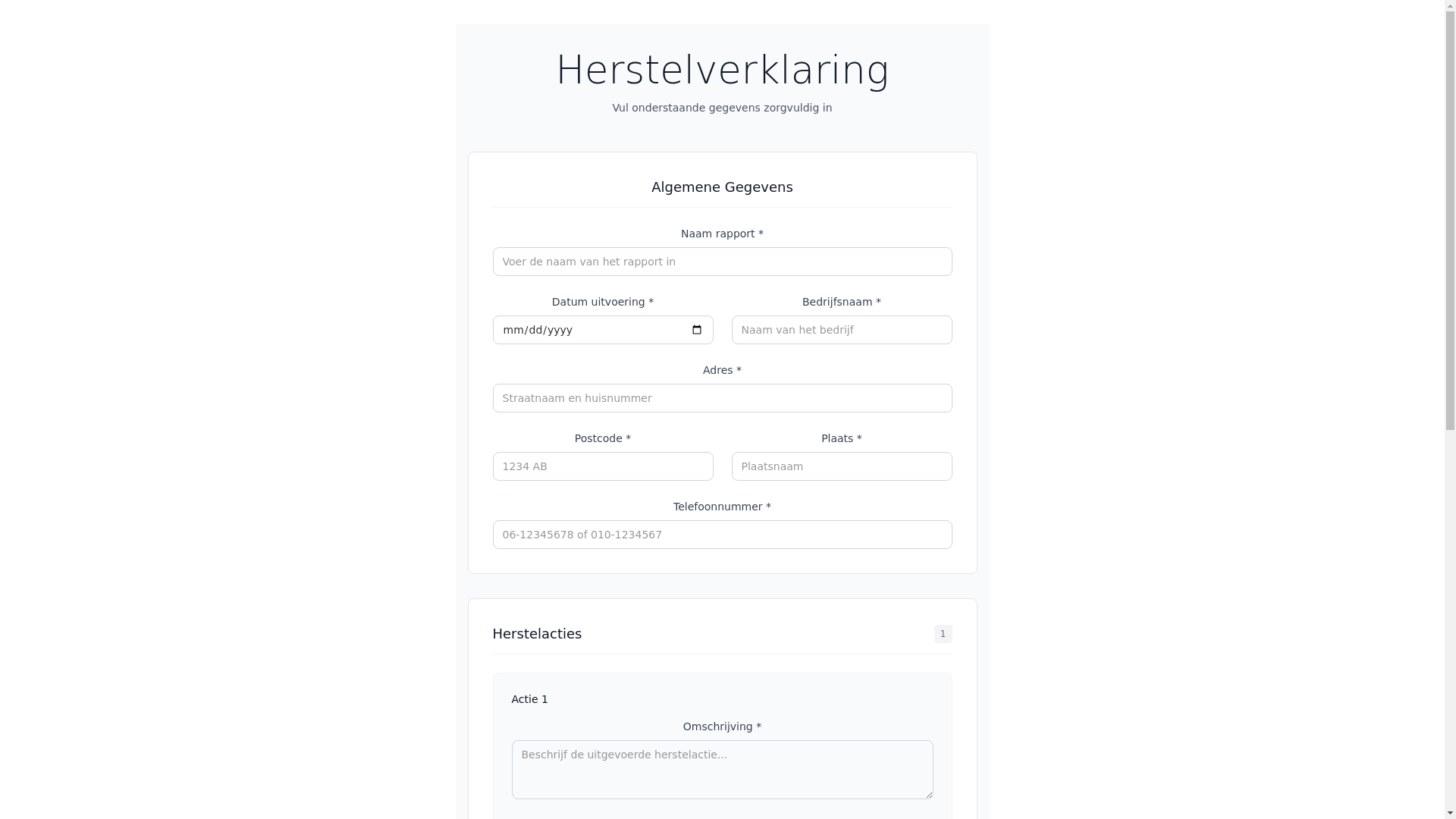 website screenshot of https://herstelverklaring.nl/