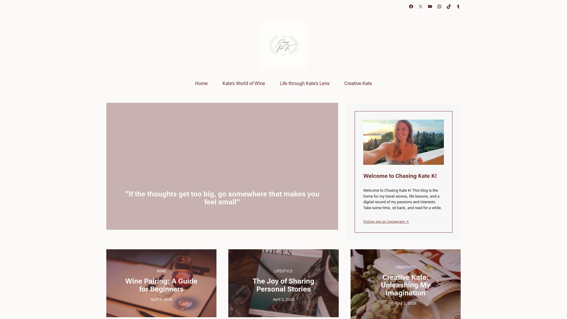 website screenshot of https://chasingkatek.com