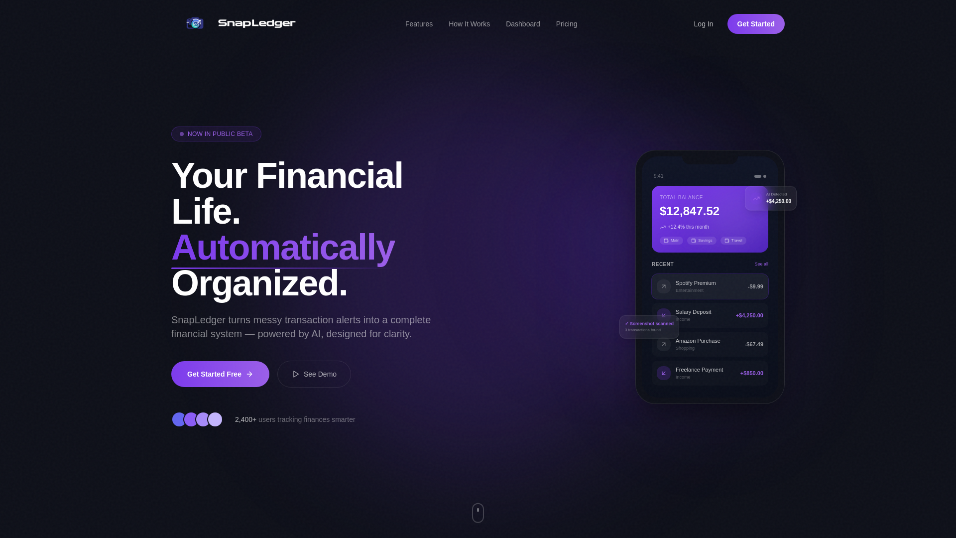 website screenshot of https://snapledger.site/
