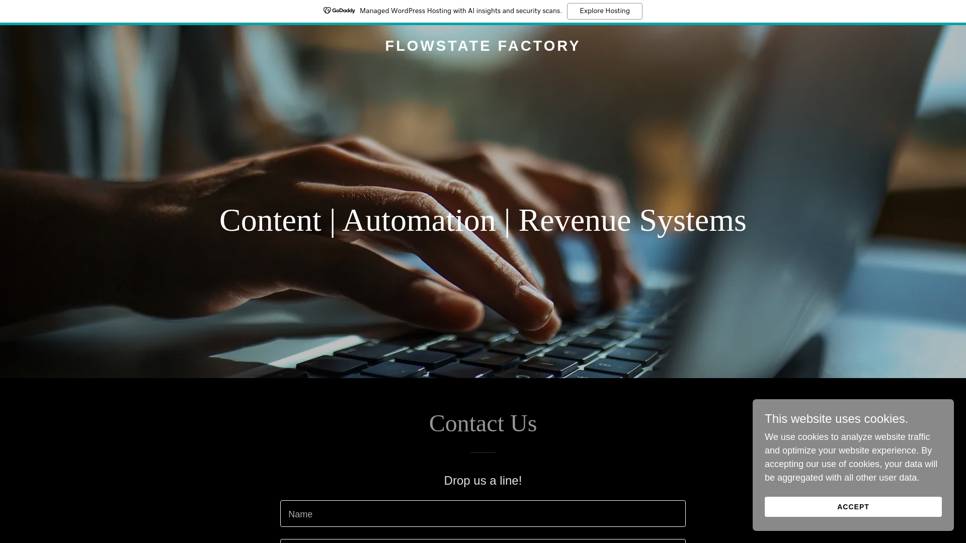 website screenshot of https://flowstatefactory.co/