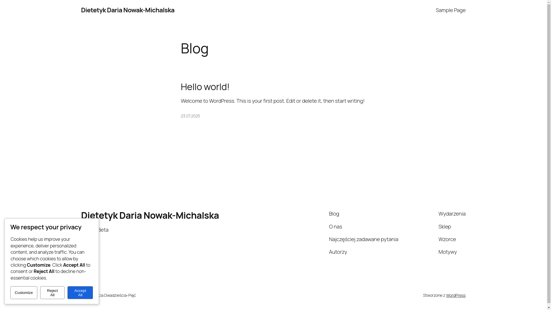 website screenshot of https://dietetykdnm.pl/