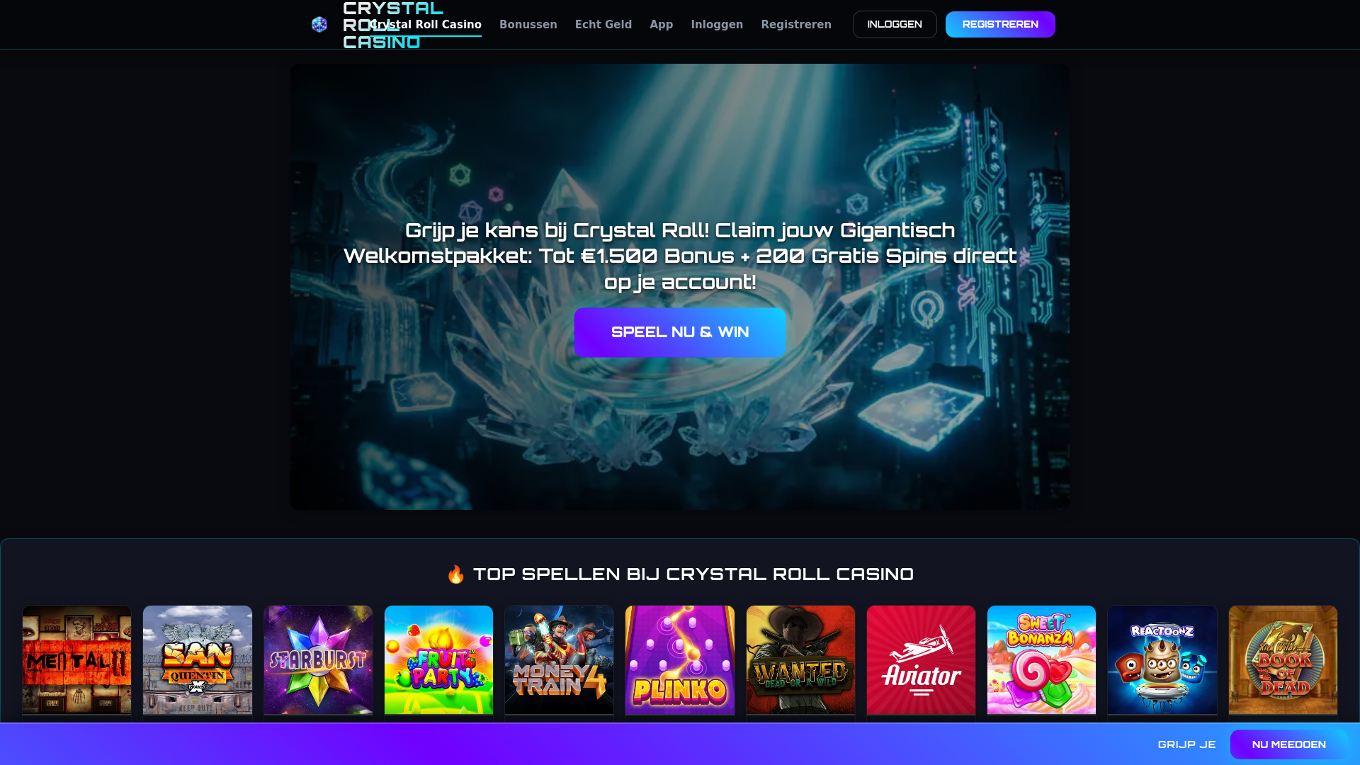 website screenshot of https://crystalrollonline.com/