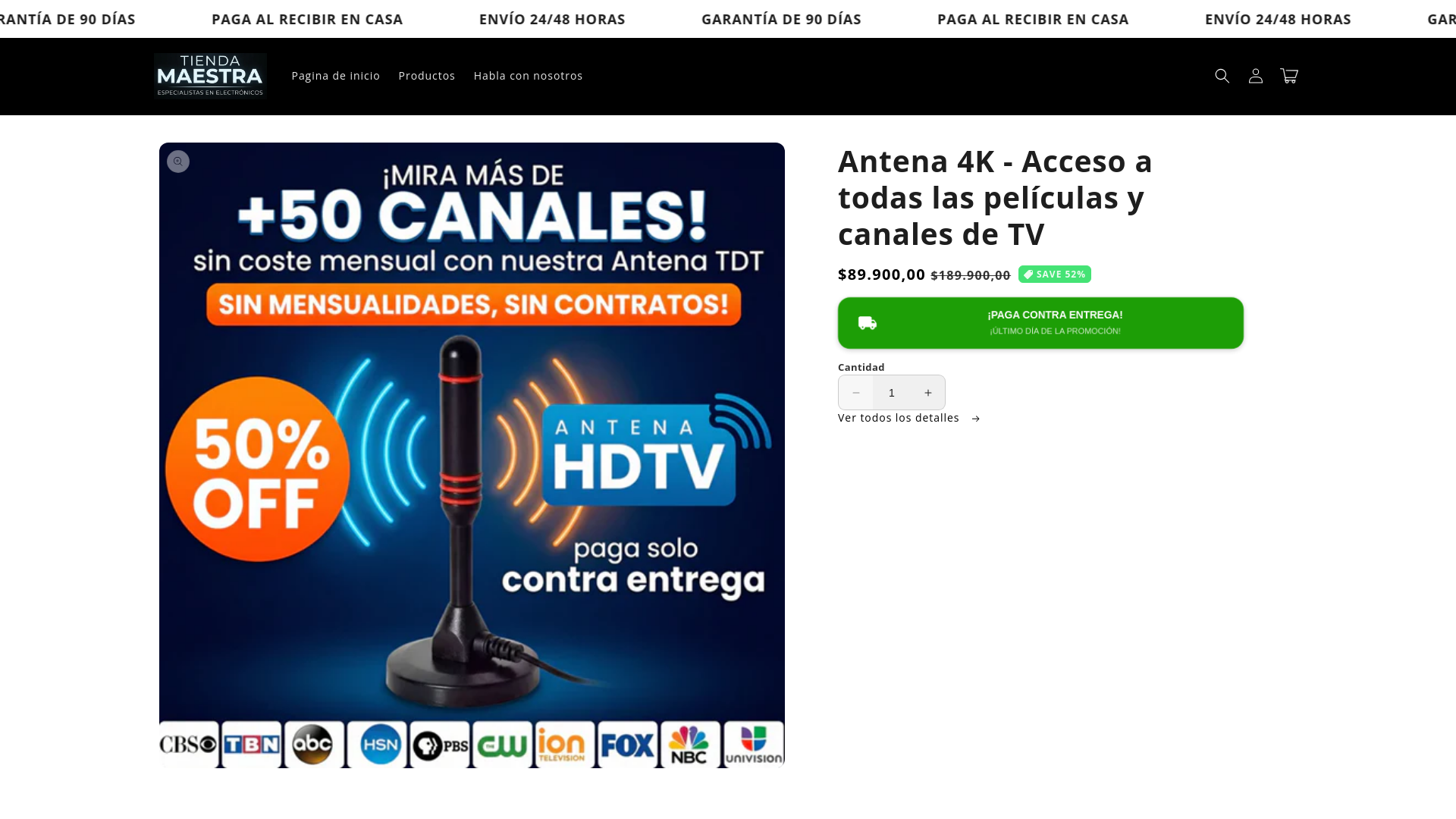 website screenshot of https://tiendamaestra.online/