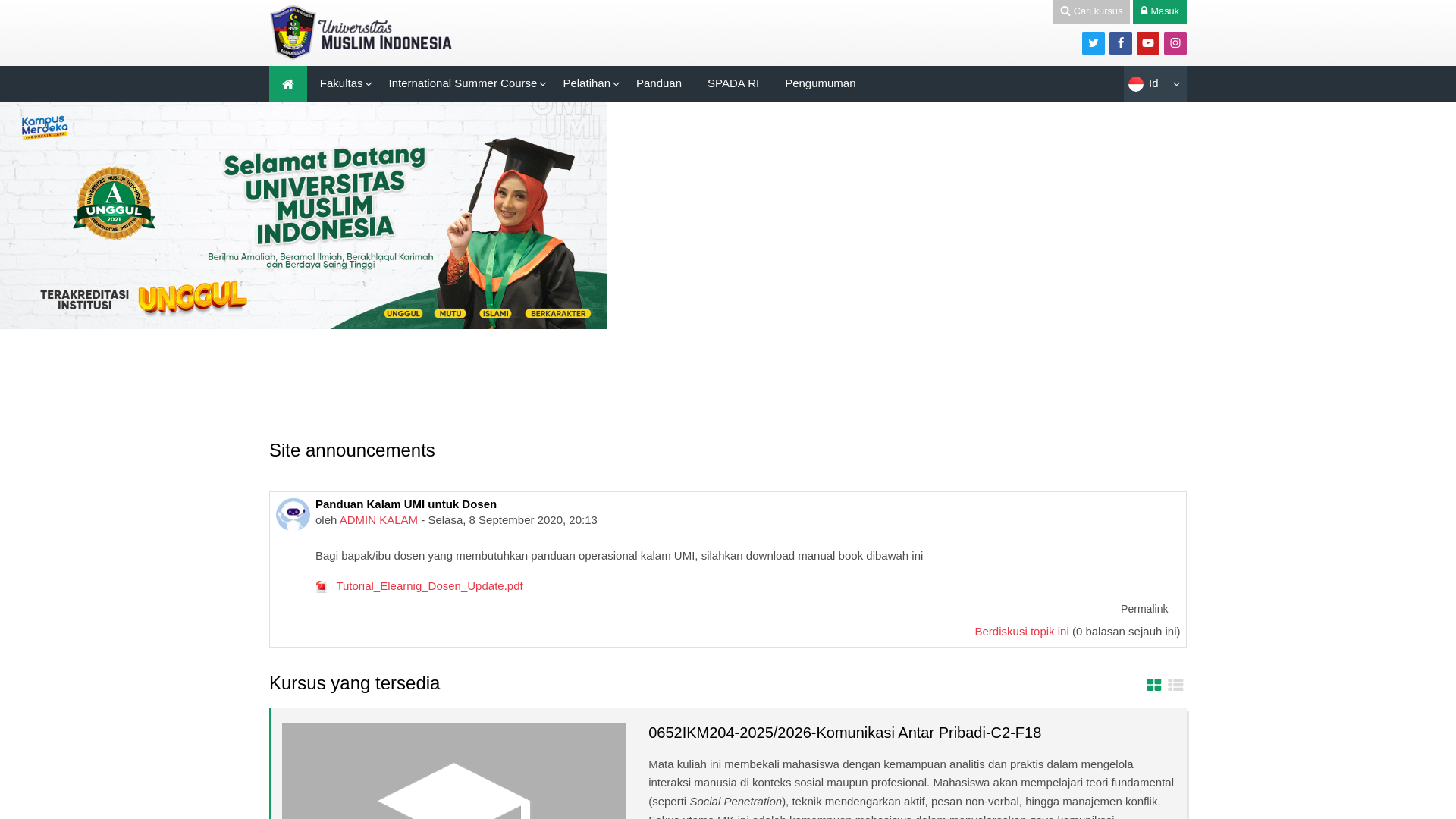 website screenshot of https://kalam.umi.ac.id/