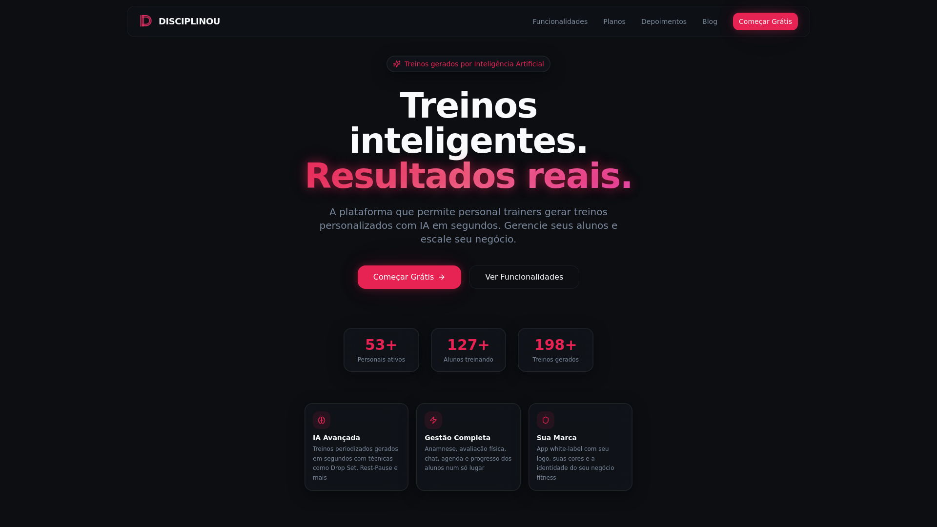 website screenshot of https://disciplinou.com.br/